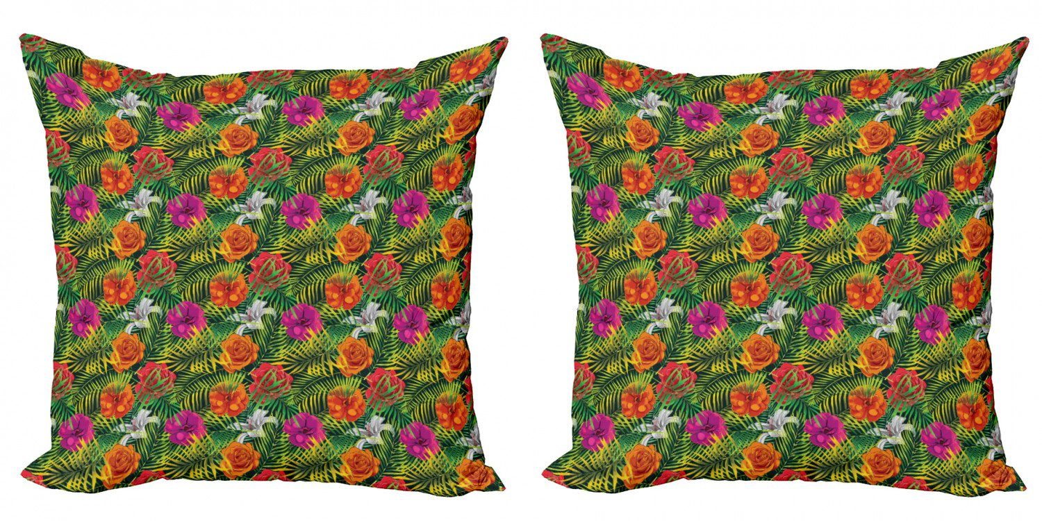 Kissenbezüge Modern Accent Doppelseitiger Digitaldruck, Abakuhaus (2 Stück), Orchideen Palm Jungle Leaves Floral