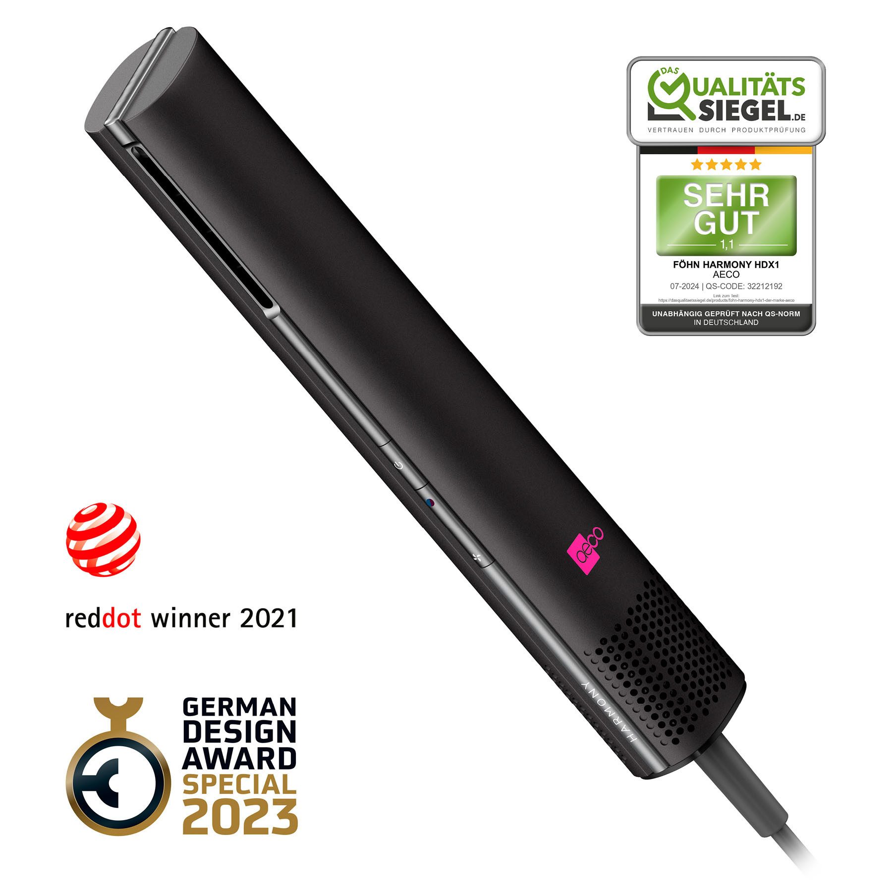 AECO Ionic-Haartrockner HARMONY HDX1, Ionen-Technologie, 1.200 W, Wellenzyklusfunktion