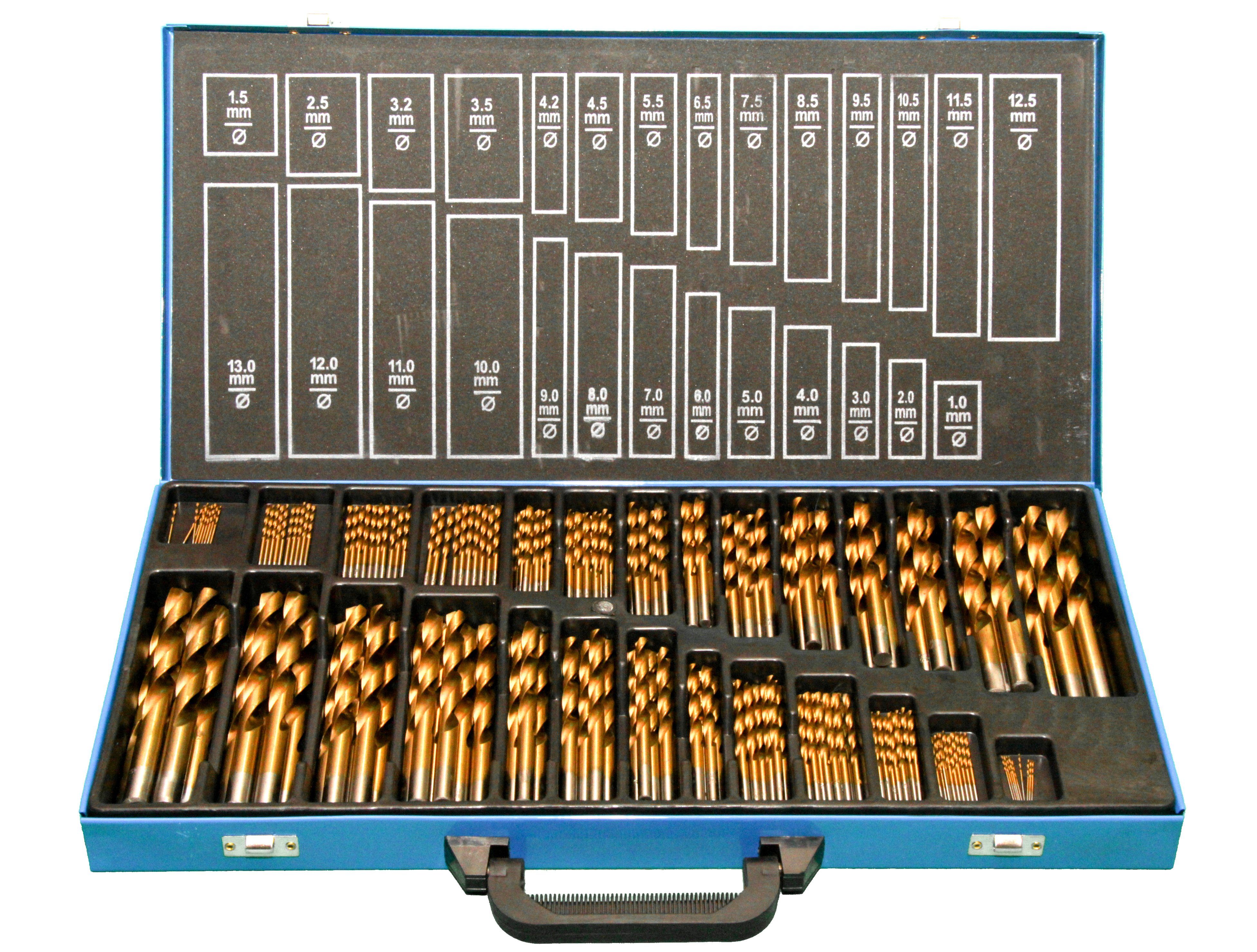PeTools Metallbohrer Spiralbohrer Set 230 tlg. (1-13mm) TITAN (500) HSS-R EG Metallbohrer, (230-tlg)