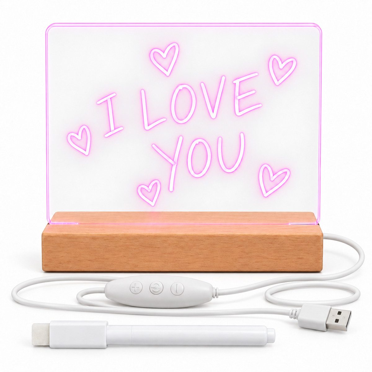 Forever Light LED Nachtlicht FNL-18 beschreibbare Acryltafel mit Marker, Mehrfarbig, RGB, Beschreibbare Acryltafel mit 7 Farben und 3 Farbwechselmodi