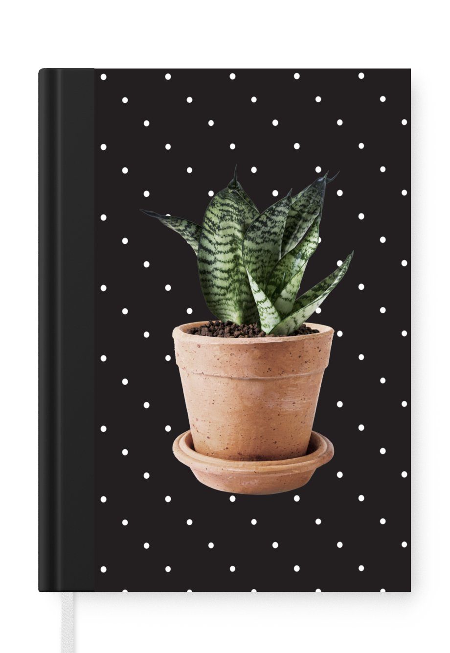 MuchoWow Notizbuch Pflanze - Blumentopf - Dots, Journal, Merkzettel, Tagebuch, Notizheft, A5, 98 Seiten, Haushaltsbuch