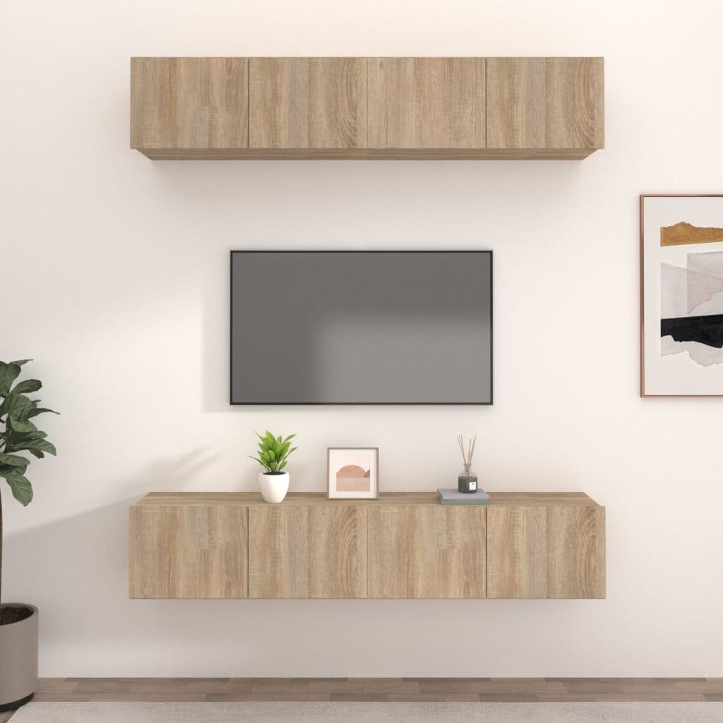 furnicato TV-Schrank TV-Schränke 4 Stk. Sonoma-Eiche 80x30x30 cm Holzwerkstoff