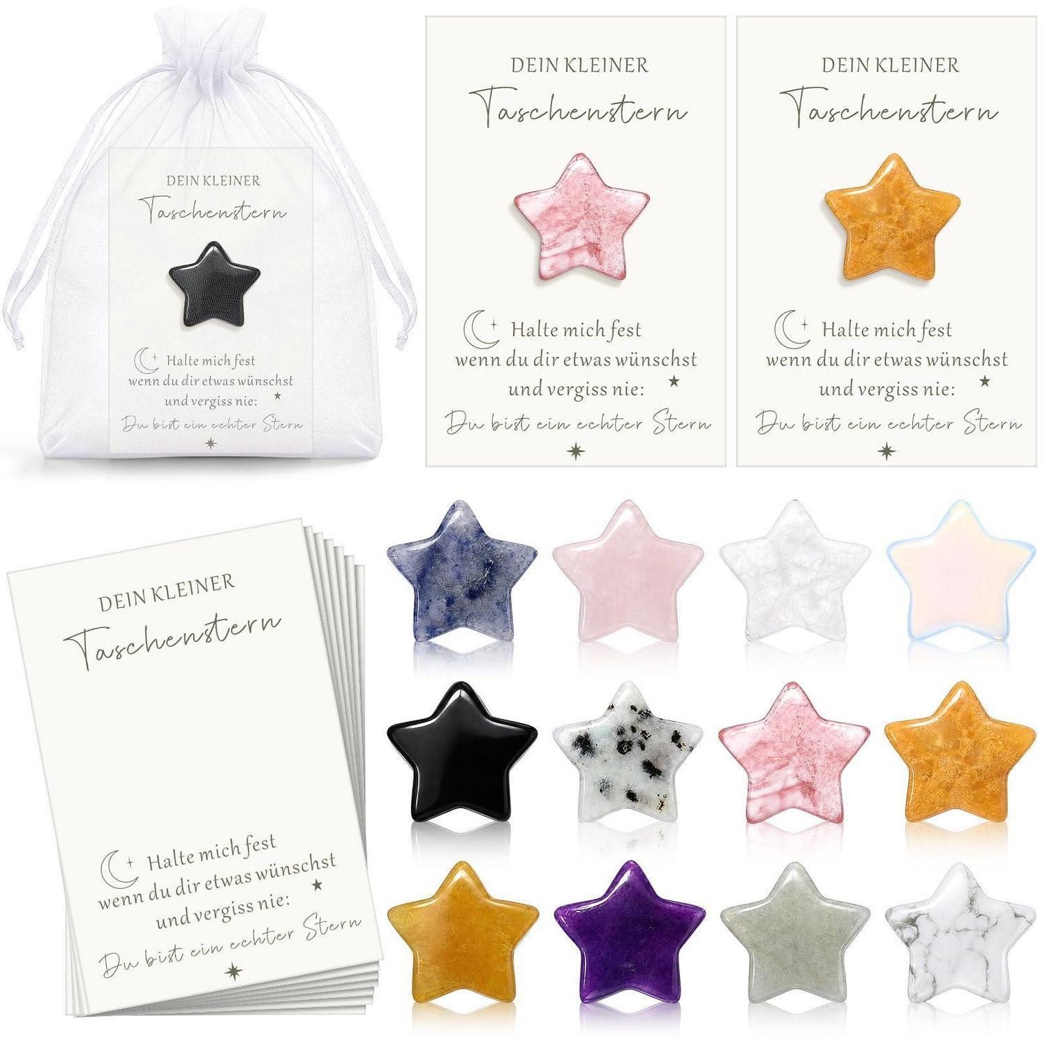LuxusKollektion Stein Glückssteine Stern-Set 12Stk. mit Karte, (12 St)