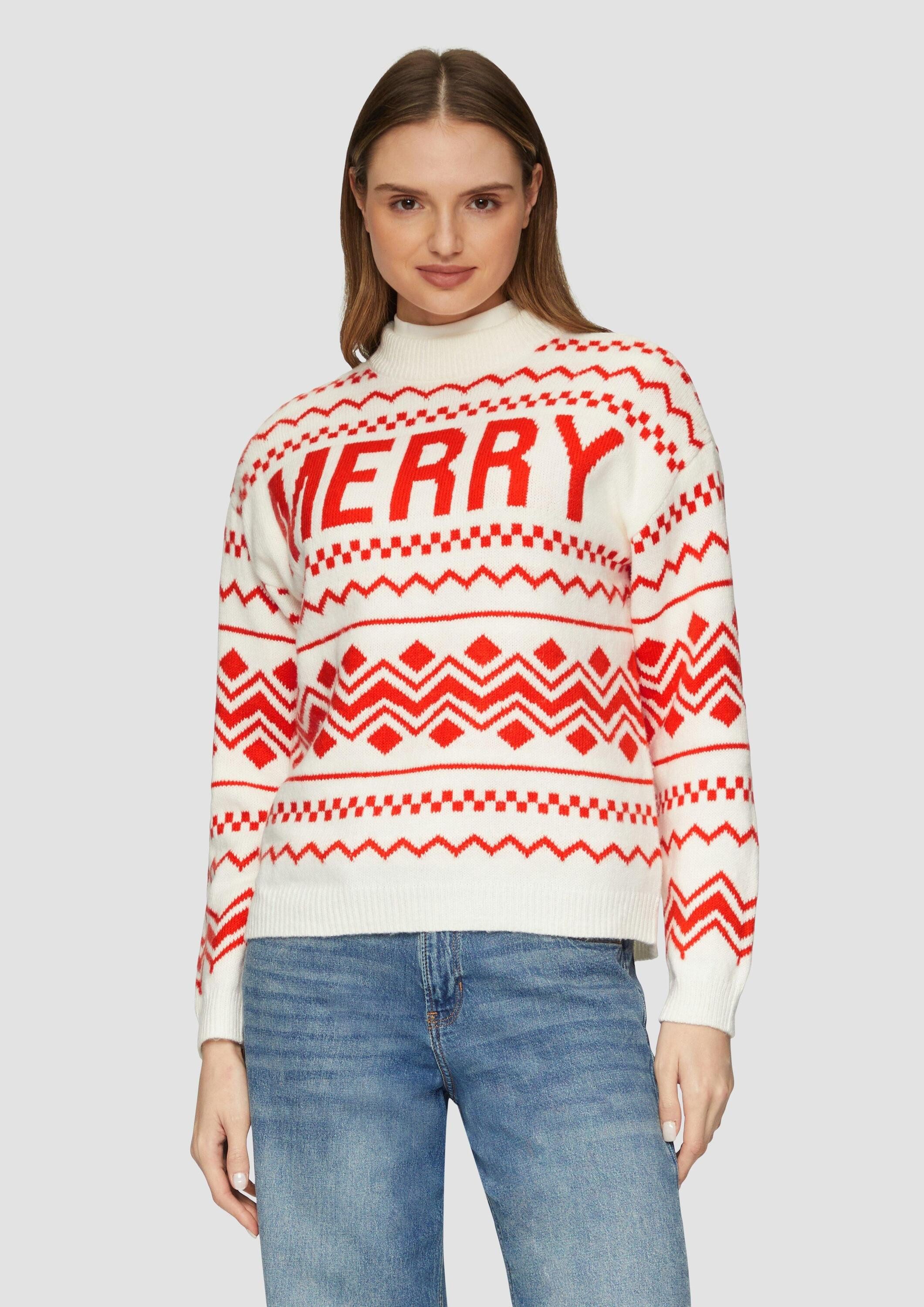 s.Oliver Longpullover Strickpullover Weihnachtspullover aus Baumwollmix günstig online kaufen