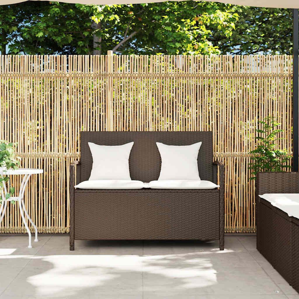 vidaXL Gartenbank Gartenbank mit Stauraum und Kissen Braun Poly Rattan (1-St)