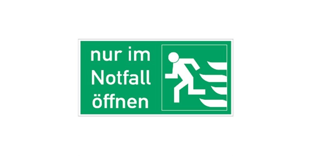 Thumbnail - König Werbeanlagen Hinweisschild Nur im Notfall öffnen linksweisend (Querformat), Kombischild