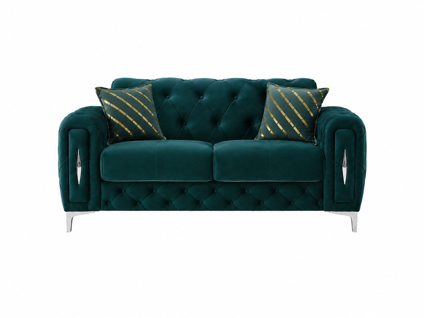 Villa Möbel Sofa Patna, 1 Einzelsofa 1 Teile, Grün 2er Sofa Schlaffunktion durch aufklappbare Sitzfläche