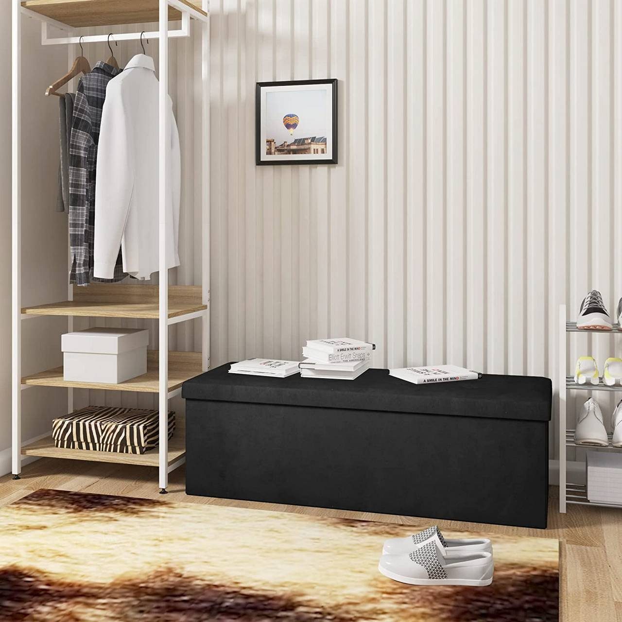 Woltu Sitzhocker (1 St), Gepolstert, mit Stauraum, faltbar Truhen, aus Samt