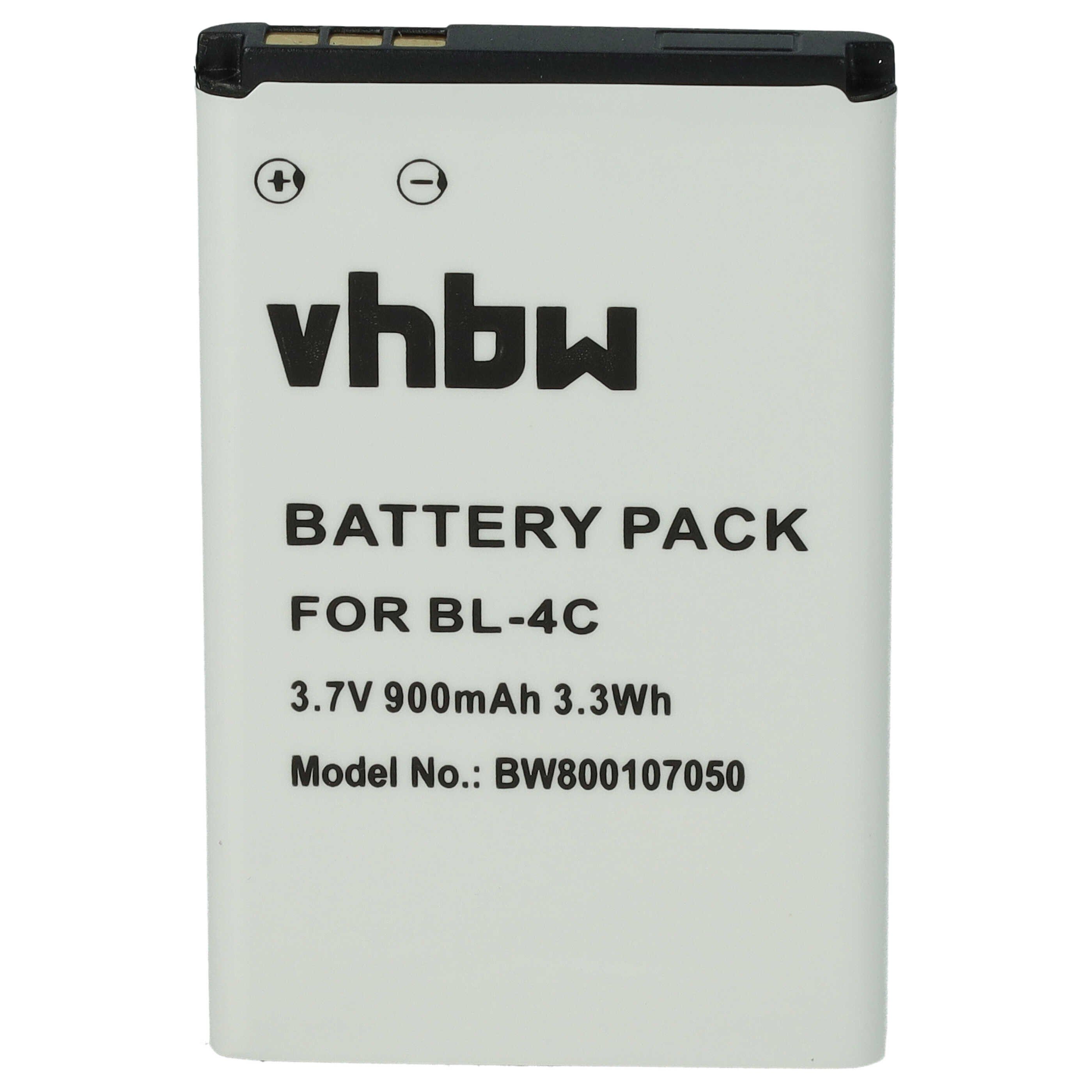 vhbw Akku Ersatz für BBK BL-4C für Mobilfunk (900 mAh, 3,7 V, Li-Ion) Smartphone-Akku Akku Li-Ion 900 mAh (3,7 V, 1 St), Leistungsfähiger Austausch-Akku für Telefon, Smartphone