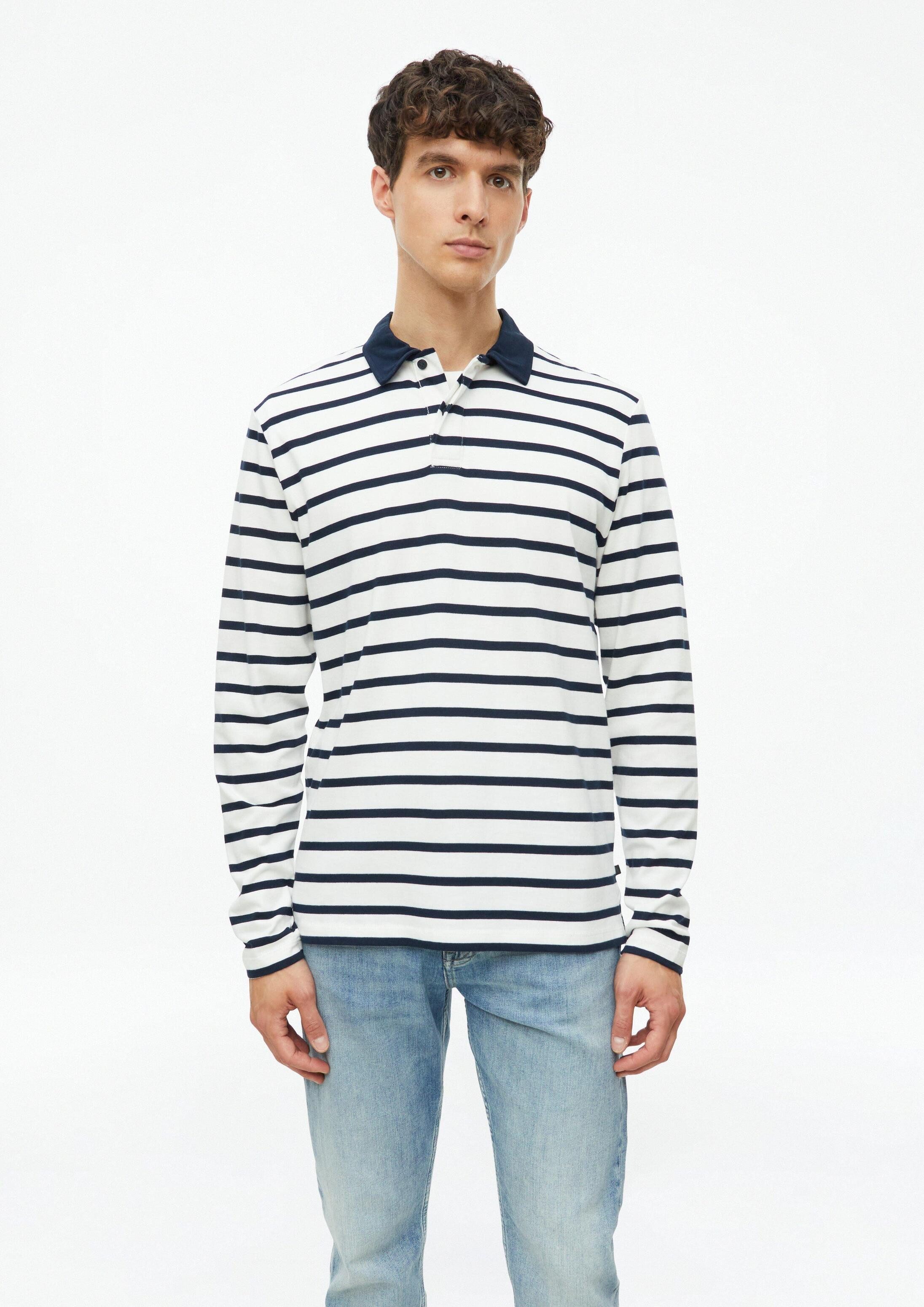 s.Oliver Langarmshirt Polo-Shirt Ringel-Poloshirt aus Heavy Jersey mit Webkragen