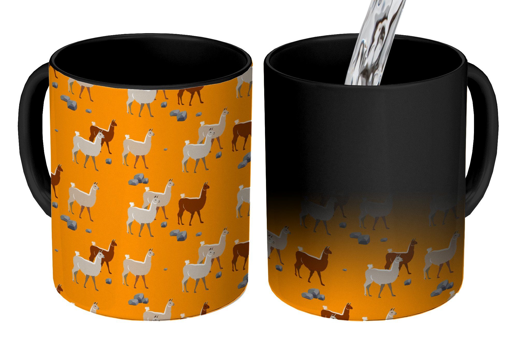 MuchoWow Tasse Zauber Tasse Zaubertasse Magic Muster - Llamas - Steine 350 ml, 1-tlg., Tasse, Tasse Geschenk Becher Kaffeetasse