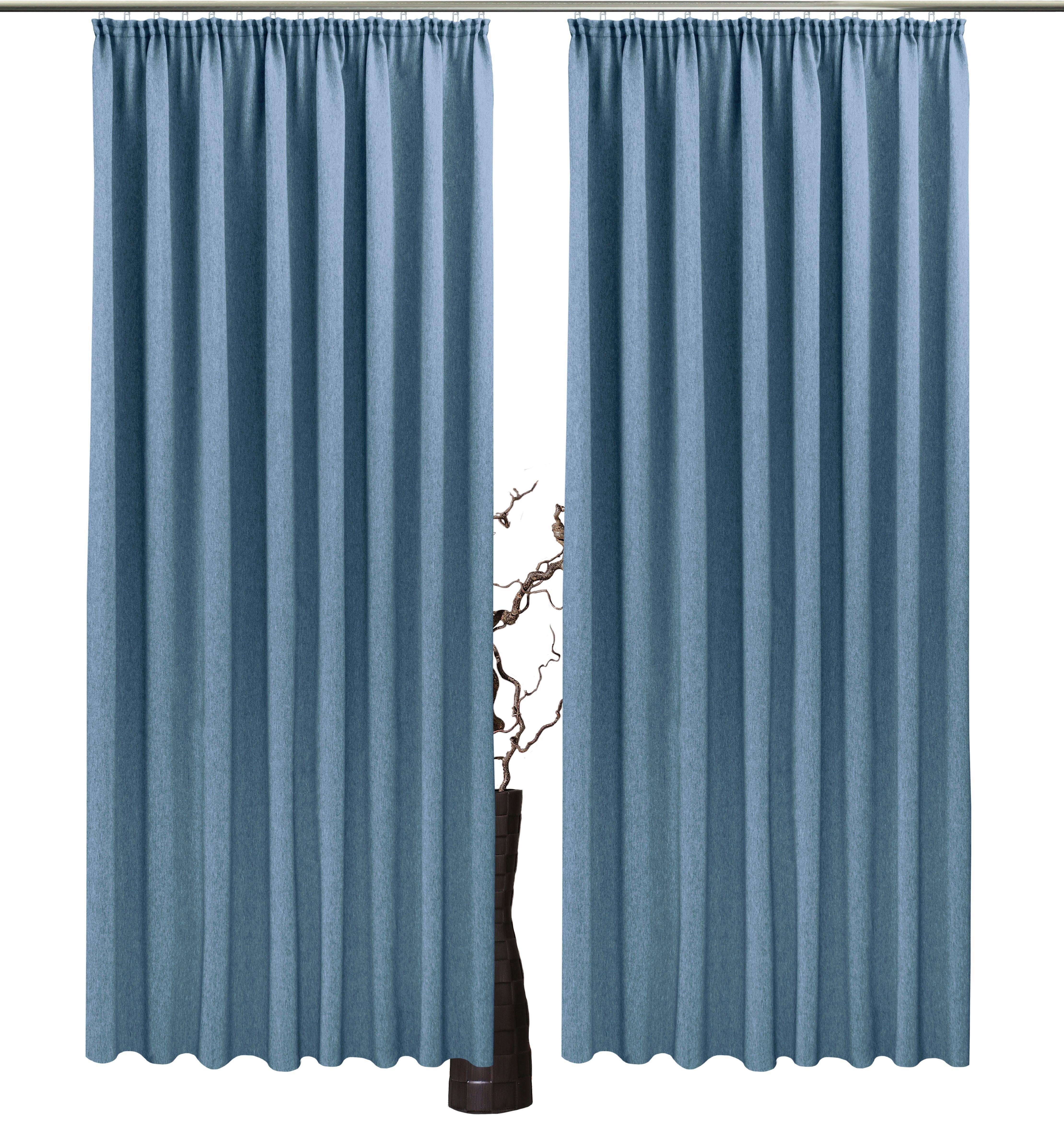 VHG, St), Una, blickdicht Kräuselband blau (2 Vorhang