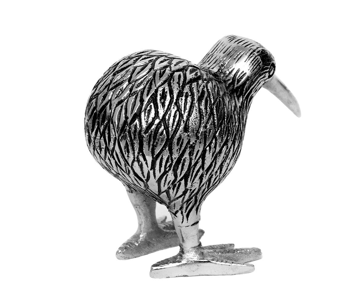 Brillibrum Dekofigur Kiwi Vogel Schwarz Dekoration Figur versilbert Tierfigur Silber Neuseeland Tier Silber-Schwarz Handarbeit Glücksbringer Metall Lila Deko Laufvogel Gold