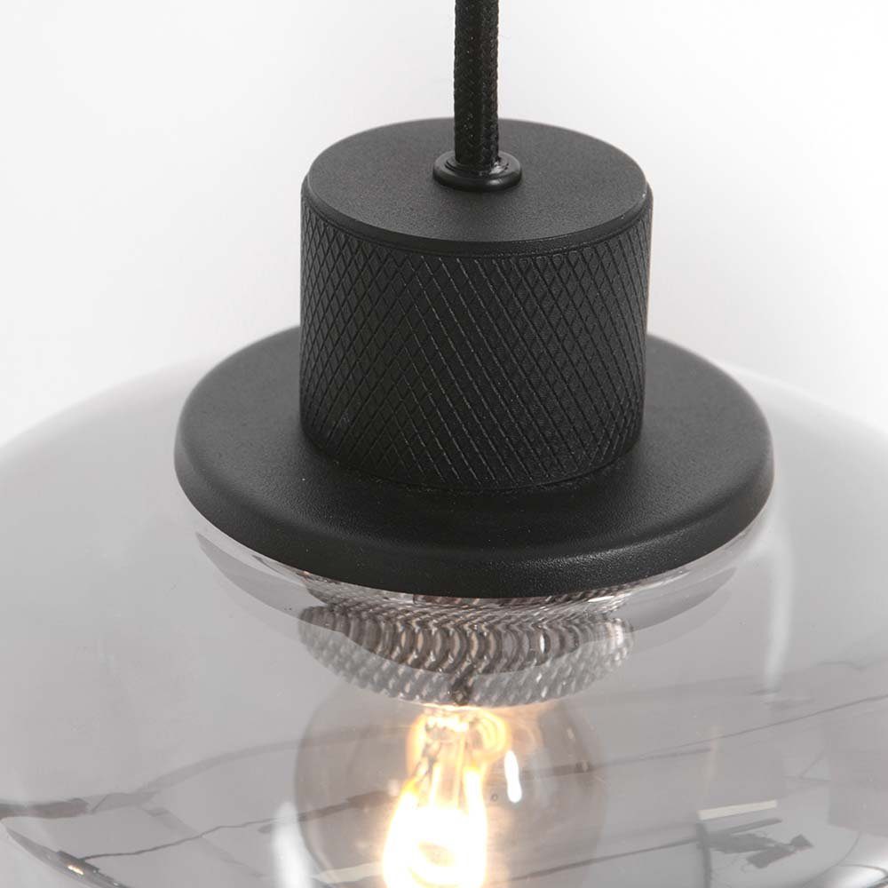 inklusive, 3-Flammig Esszimmerleuchte Rauchglas Pendelleuchte Leuchtmittel nicht etc-shop Hängelampe Pendelleuchte, schwarz