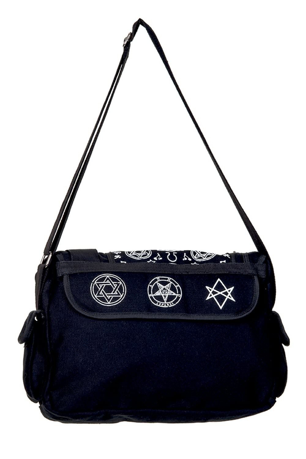 Banned Schultertasche Pentagram Black, Verstellbarer Schultergurt