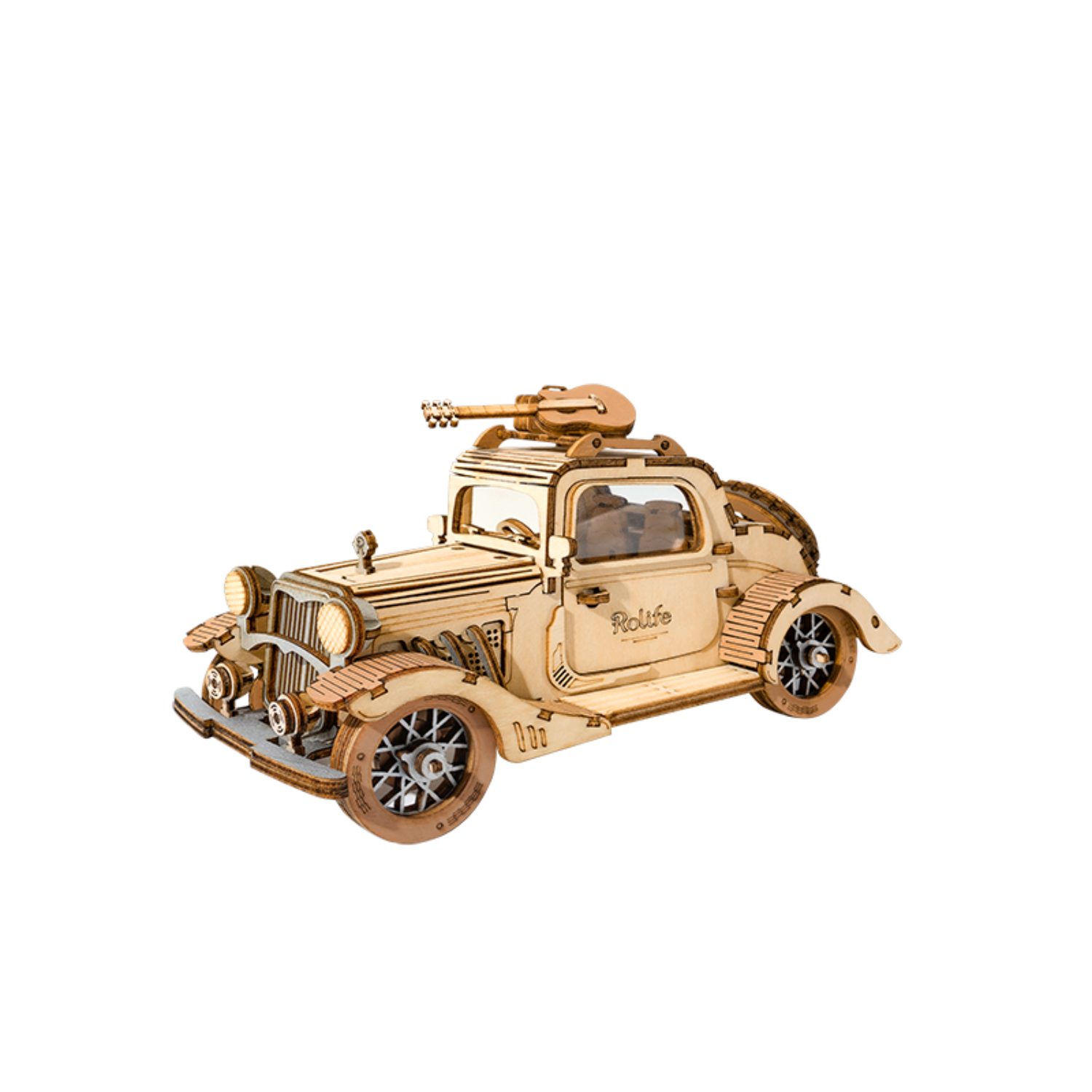 Robotime 3D-Puzzle Vintage Auto mit Gitarre 3D Puzzle, 164 Puzzleteile