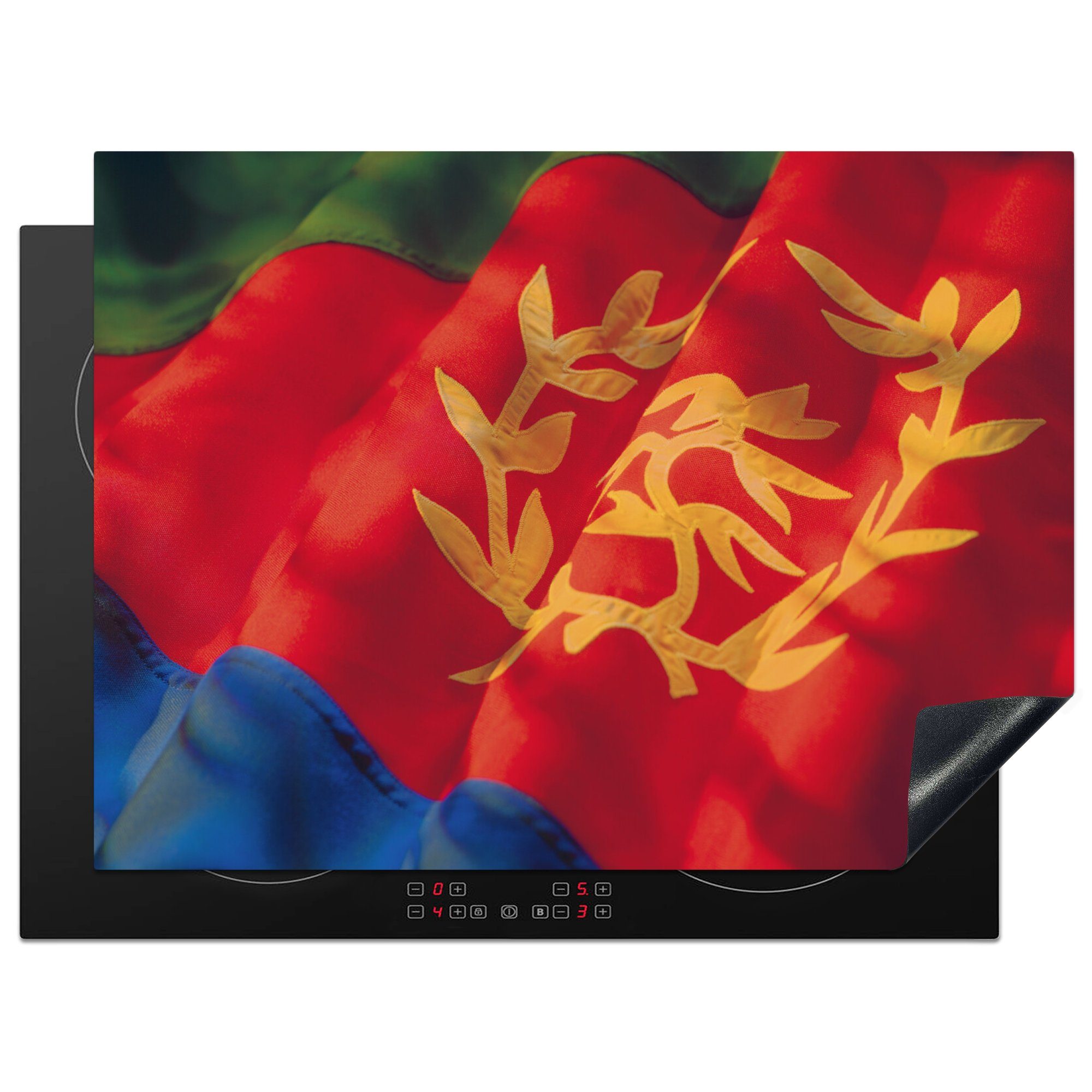 MuchoWow Herdblende-/Abdeckplatte Die Flagge von Eritrea, Vinyl, (1 tlg), 71x52 cm, Induktionskochfeld Schutz für die küche, Ceranfeldabdeckung