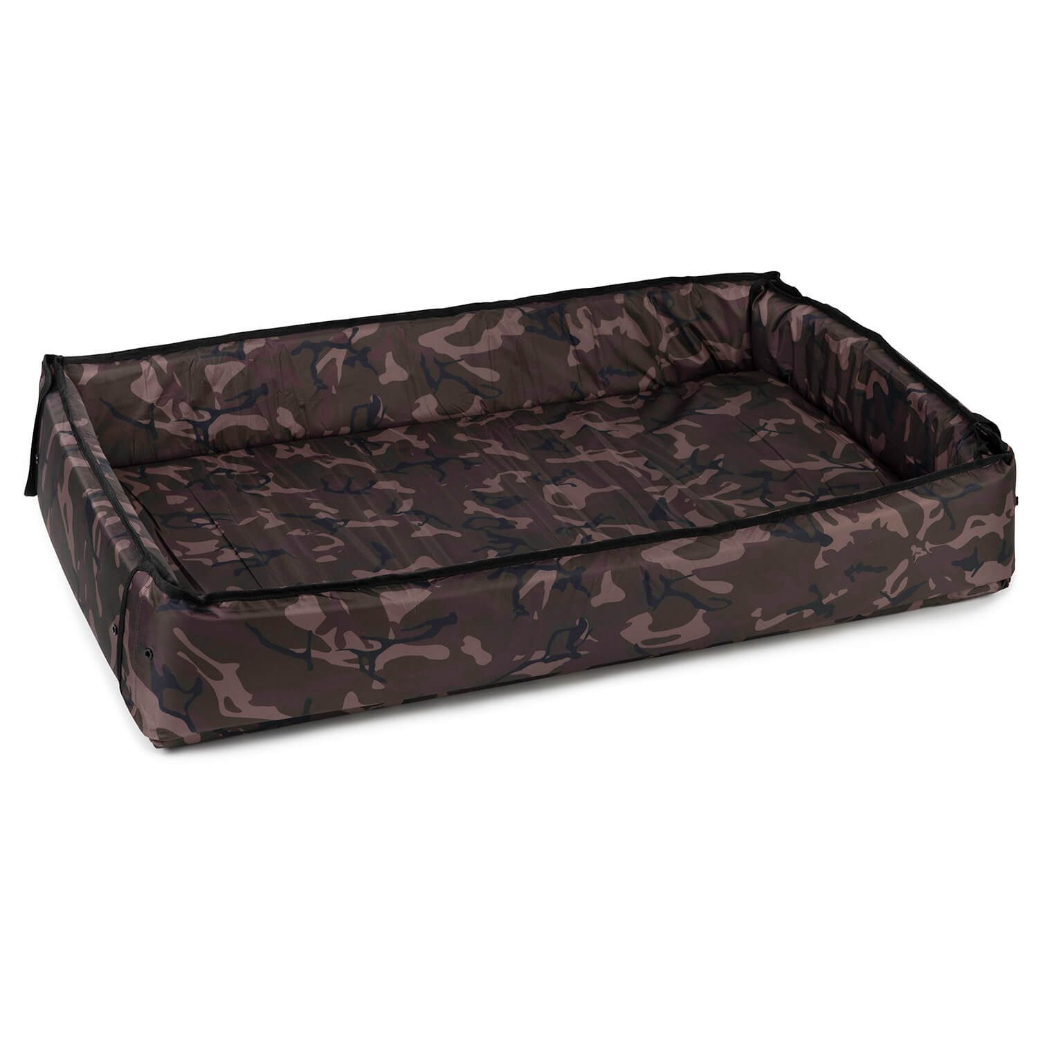 FOX International Sportmatte Fox Camo Karpfen Abhakmatte mit Seiten, Leichte und kompakte Bauweise, Flaches Seitenprofil mit hochklappbaren Wänden, Kompakt aufrollbar, Doppellagige Matratze, Perfekt für mobiles Angeln, Material: Hergestellt aus 100% Polyester, Maße: 90cm x 54cm x 17cm, Packmaß: 86cm x 40cm x 8cm