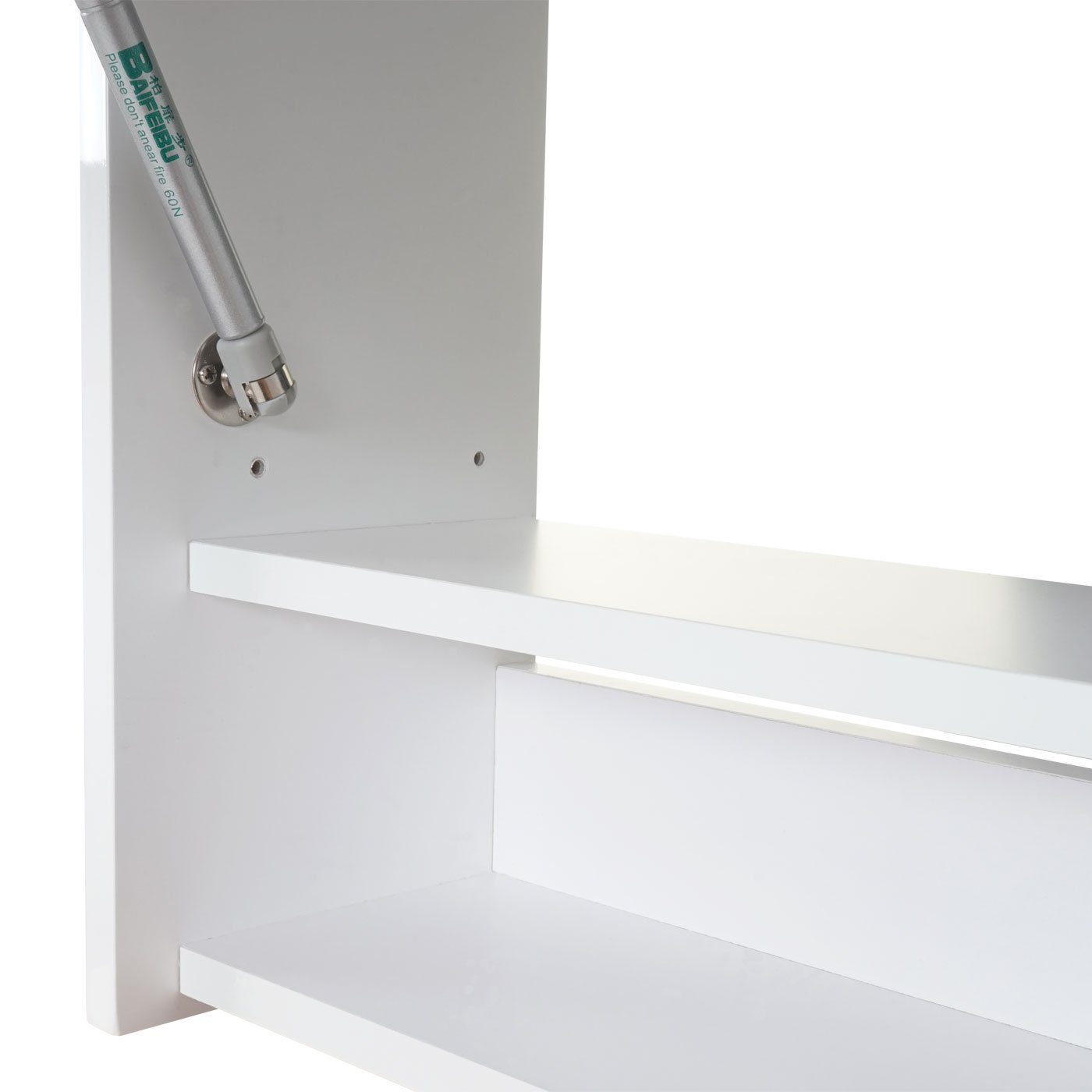 79, MCW Inkl. Breite weiß weiß Hochglanz-Optik, Befestigungsmaterial Badezimmerspiegelschrank Einlegeboden | HWC-B19 und