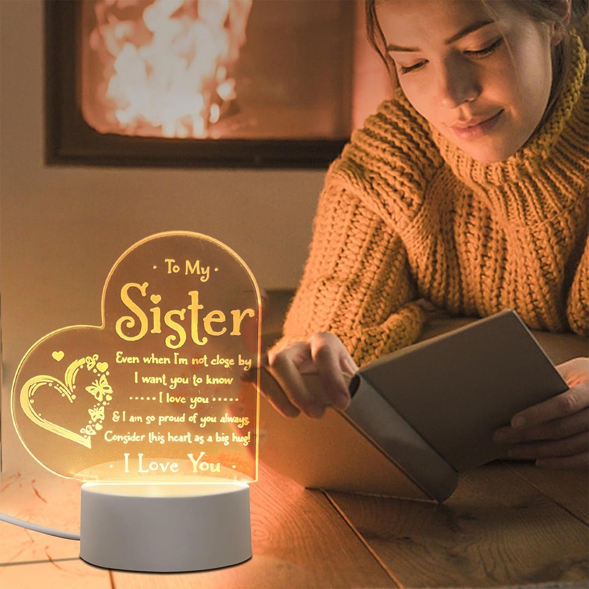 und Lampe, geformte Mutter USB Liebe für Acryl Geschenk Welikera Schwester, Mutter Nachtlicht