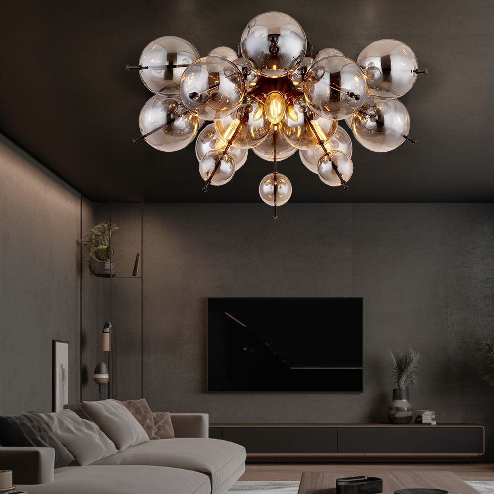 GLOBO LIGHTING Kugelleuchte, Leuchtmittel nicht inklusive, Deckenleuchte Deckenlampe Wohnzimmerlampe Rauchfarbe