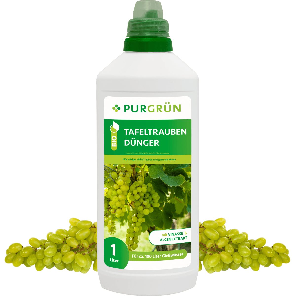 Obstdünger Purgrün Bio Tafeltrauben Dünger, NPK 4+1+7, Algenextrakt, 1 Liter