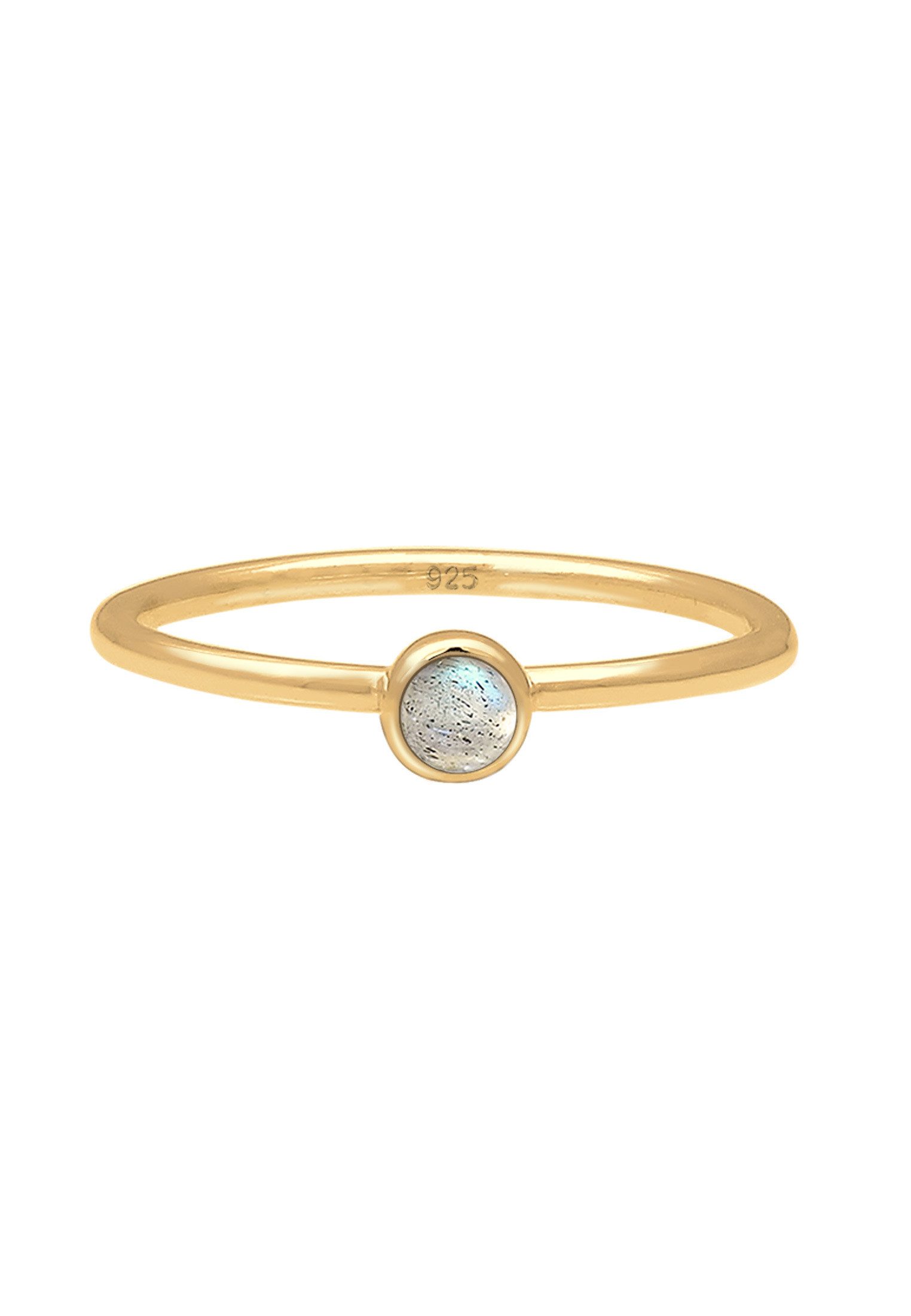 Elli Verlobungsring Labradorit Grau 925 Sterling Silber vergoldet