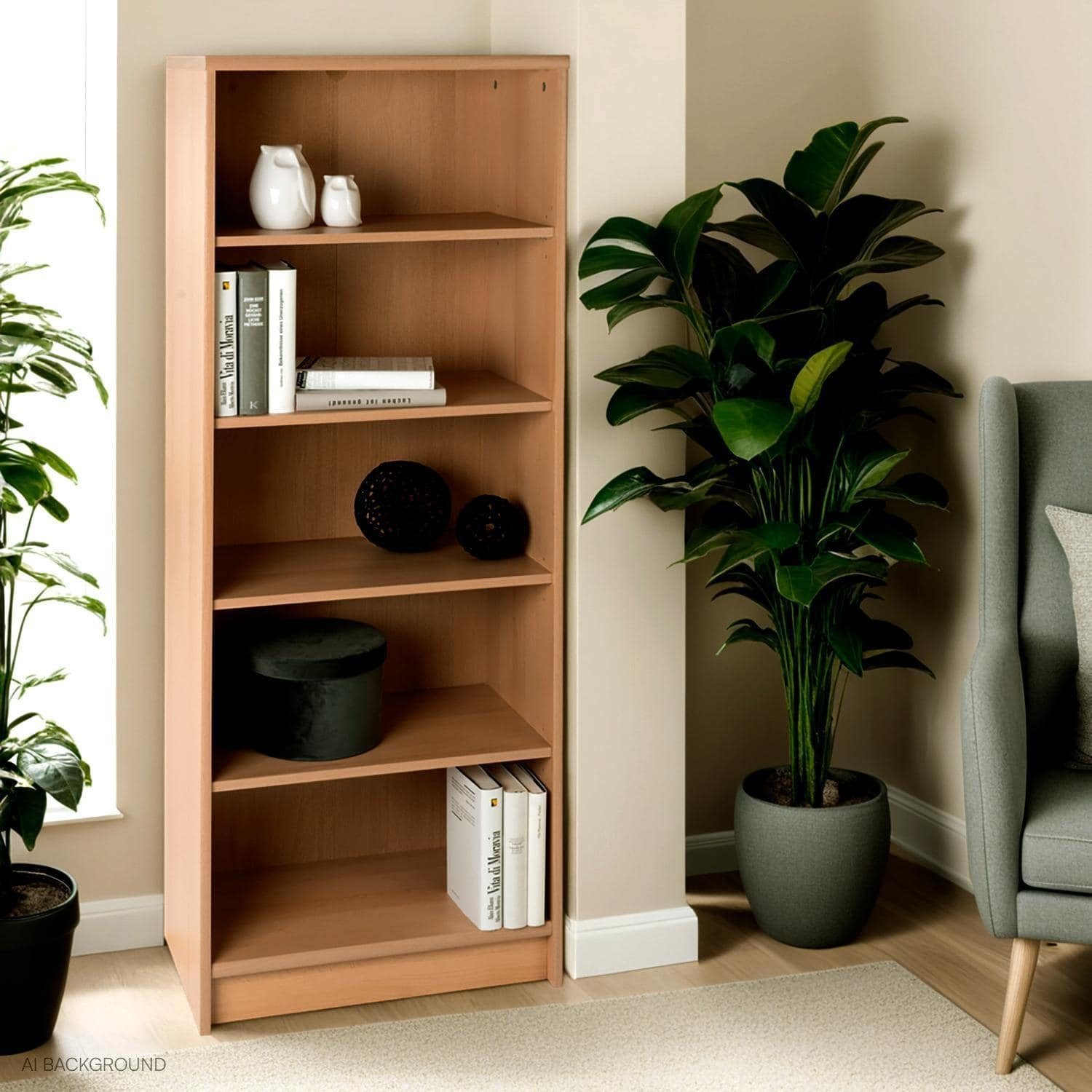 Regal Bücherregal OPTIMUS, B 54 cm, H 148 cm, 1-tlg., Buchedekor braun, 4 Einlegeböden
