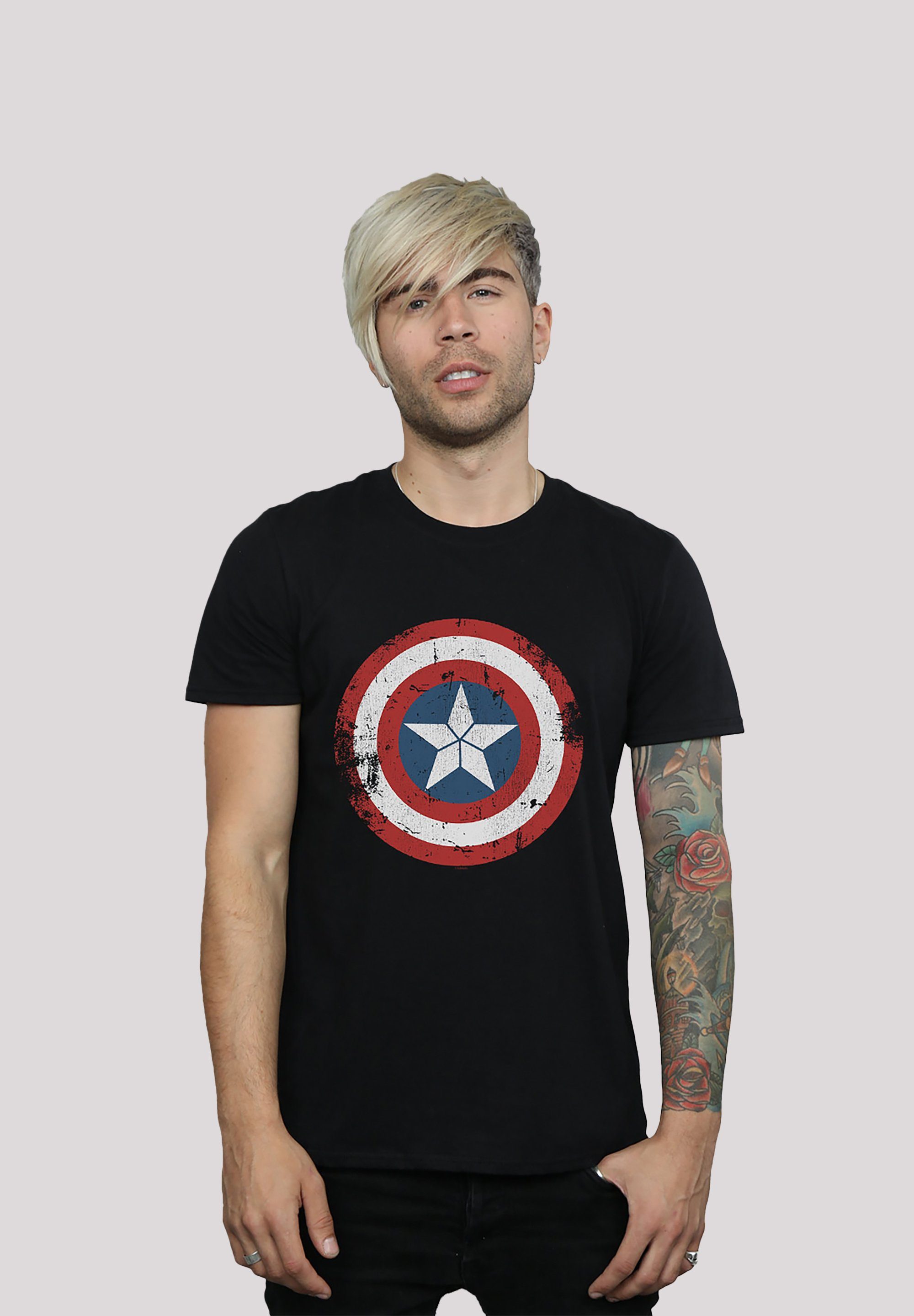 Marvel hohem weicher Civil Print, Tragekomfort War Sehr America T-Shirt F4NT4STIC Schild Captain mit Baumwollstoff