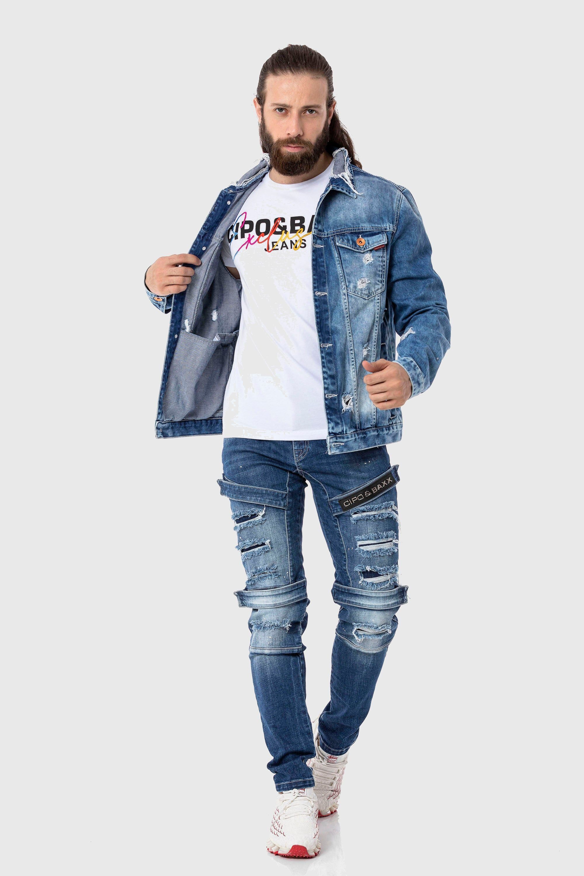 Cipo & Baxx Jeansjacke Jacke im destroyed Look – Bild 4 von 5