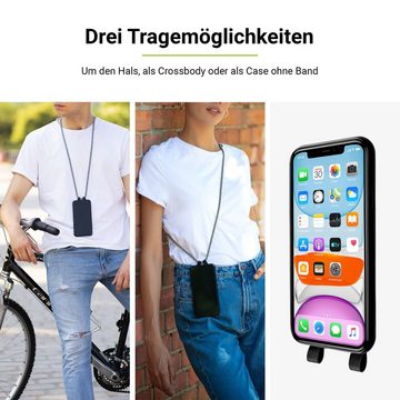 Artwizz Case zum Umhängen Artwizz HangOn Case - Schutzhülle mit Kartenfach zum Umhängen als Handykette für iPhone 11, Schwarz