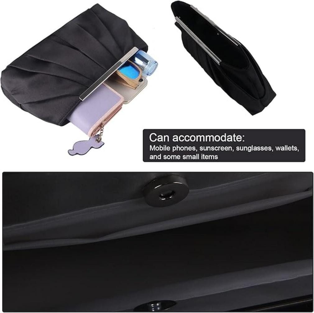 Coonoor Abendtasche Damen Satin Abendtasche Elegante Satin Plissee Abend Clutch