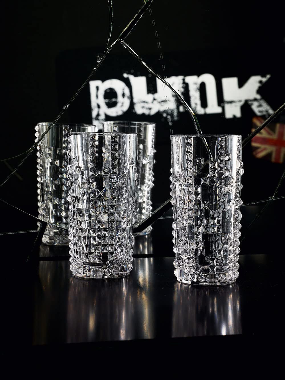 Nachtmann Glas Nachtmann Punk Longdrinkglas-Set 4tlg, 4-tlg., Kristallglas