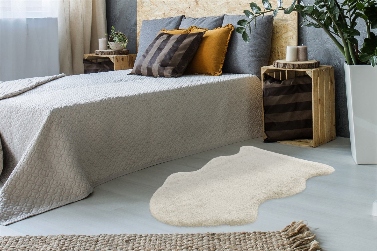 Kayoom Hochflor-Teppich Cosy Sheepskin 525, tierfellförmig, Höhe: 25 mm, Fell Kannichen Haptik, weich kuschelig