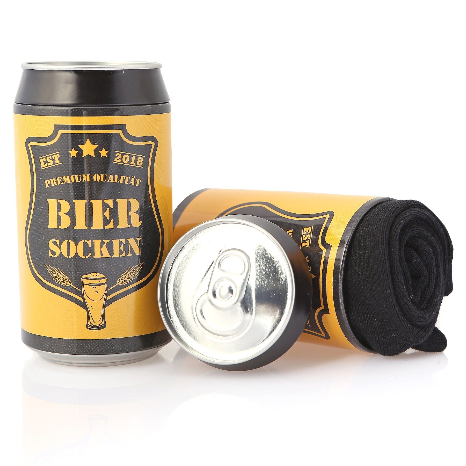Lucadeau Socken lustige Bier Socken mit Spruch - Weihnachtsgeschenk für Männer (Dose, 1 Paar) rutschfest, Gr. 38-44, Geschenke für Männer, Geburtstagsgeschenk