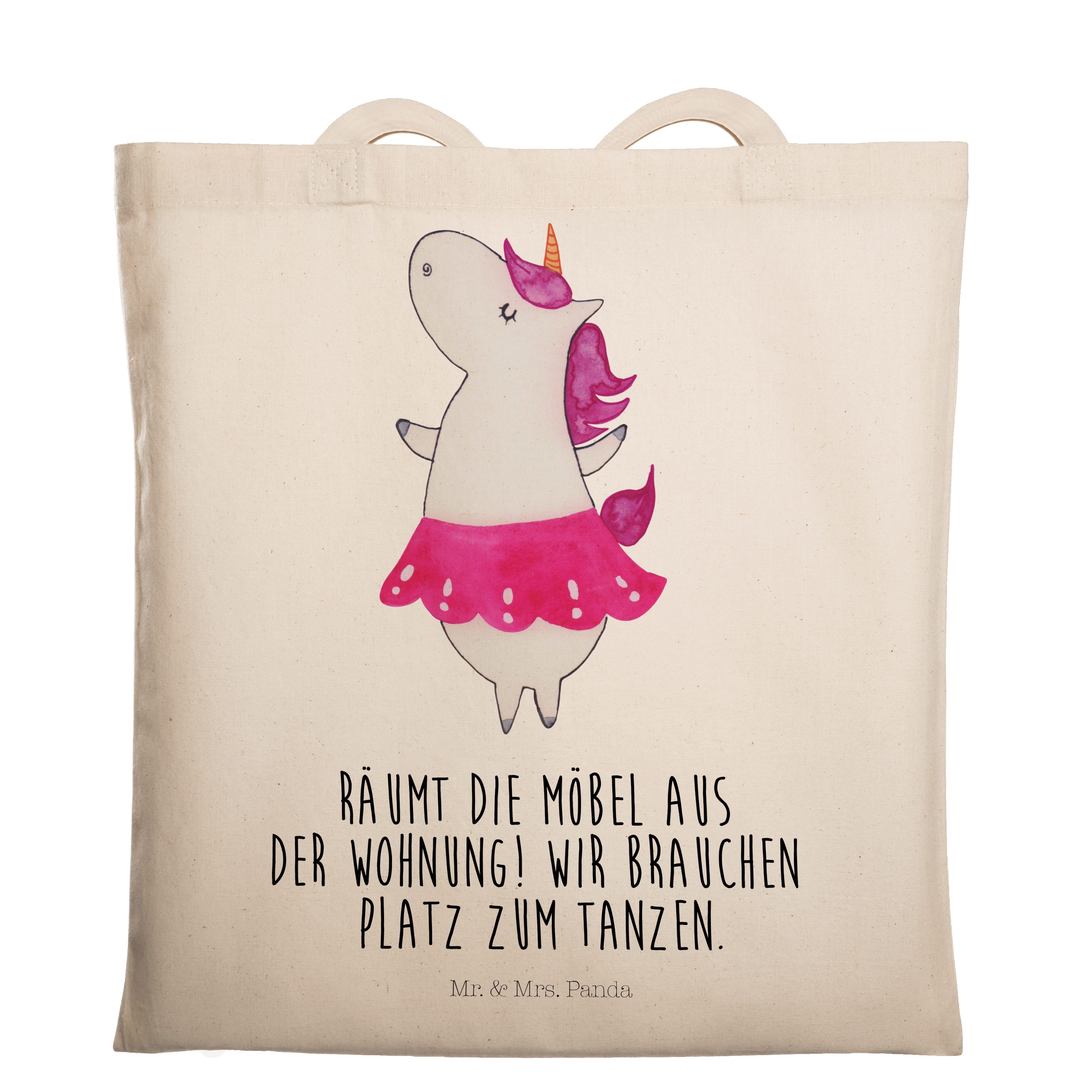 Mr. & Mrs. Panda Tragetasche Einhorn Ballerina - Transparent - Geschenk, Jutebeutel, Beuteltasche, (1-tlg)
