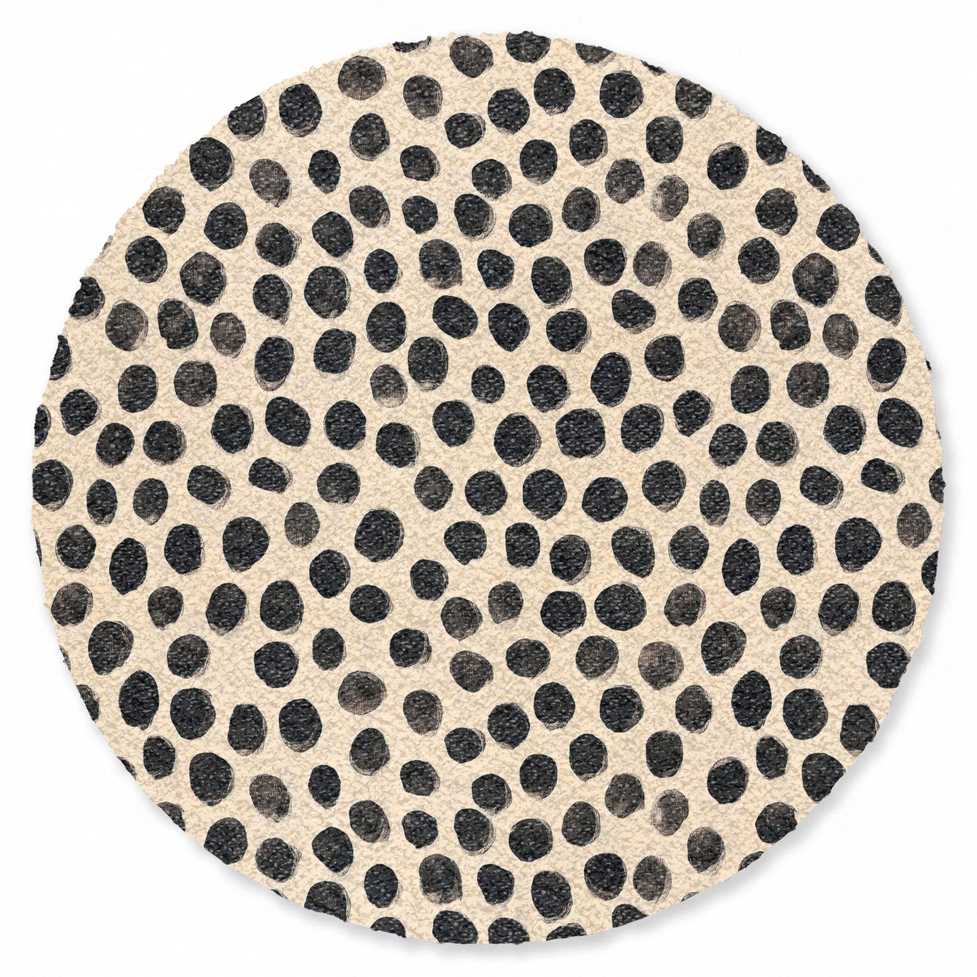OnlyWow Teppich Rund Polka dots - Muster - Schwarz, Rechteckig, Wohnzimmer, Schlafzimmer, Kurzflor 90x90 cm