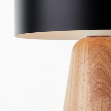 Lightbox Tischleuchte, ohne Leuchtmittel, Pilz-Tischleuchte, 31 cm Höhe, Ø 20cm, E14, Holz/Metall, natur/schwarz