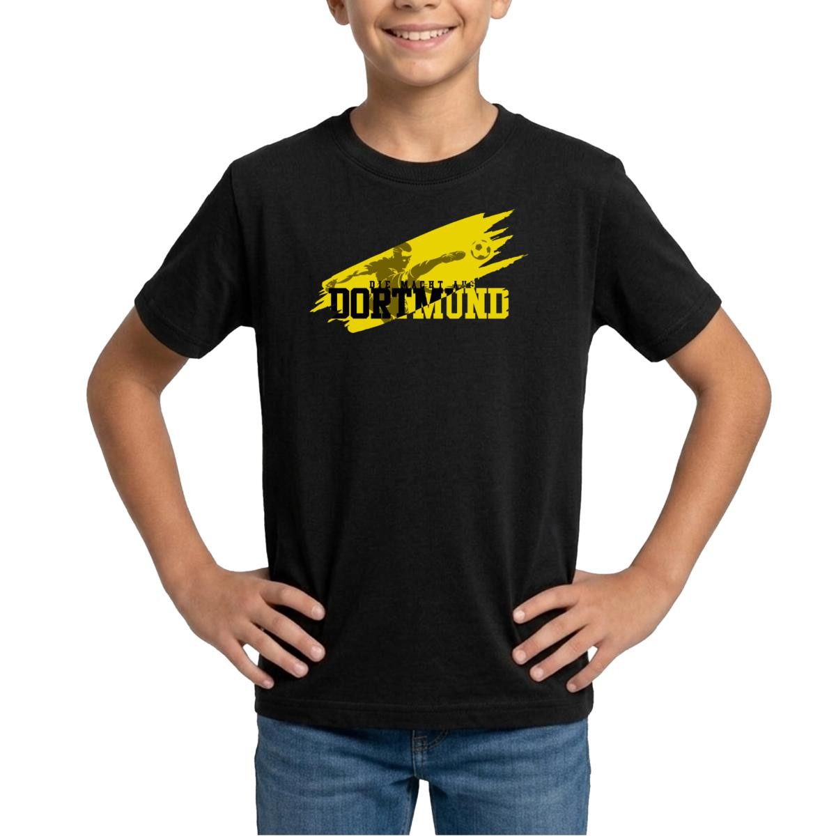 Spreadshirt T-Shirt Die Macht Aus Dortmund Schwarz-Gelb Fußball Fan Teenager T-Shirt (1-tlg)