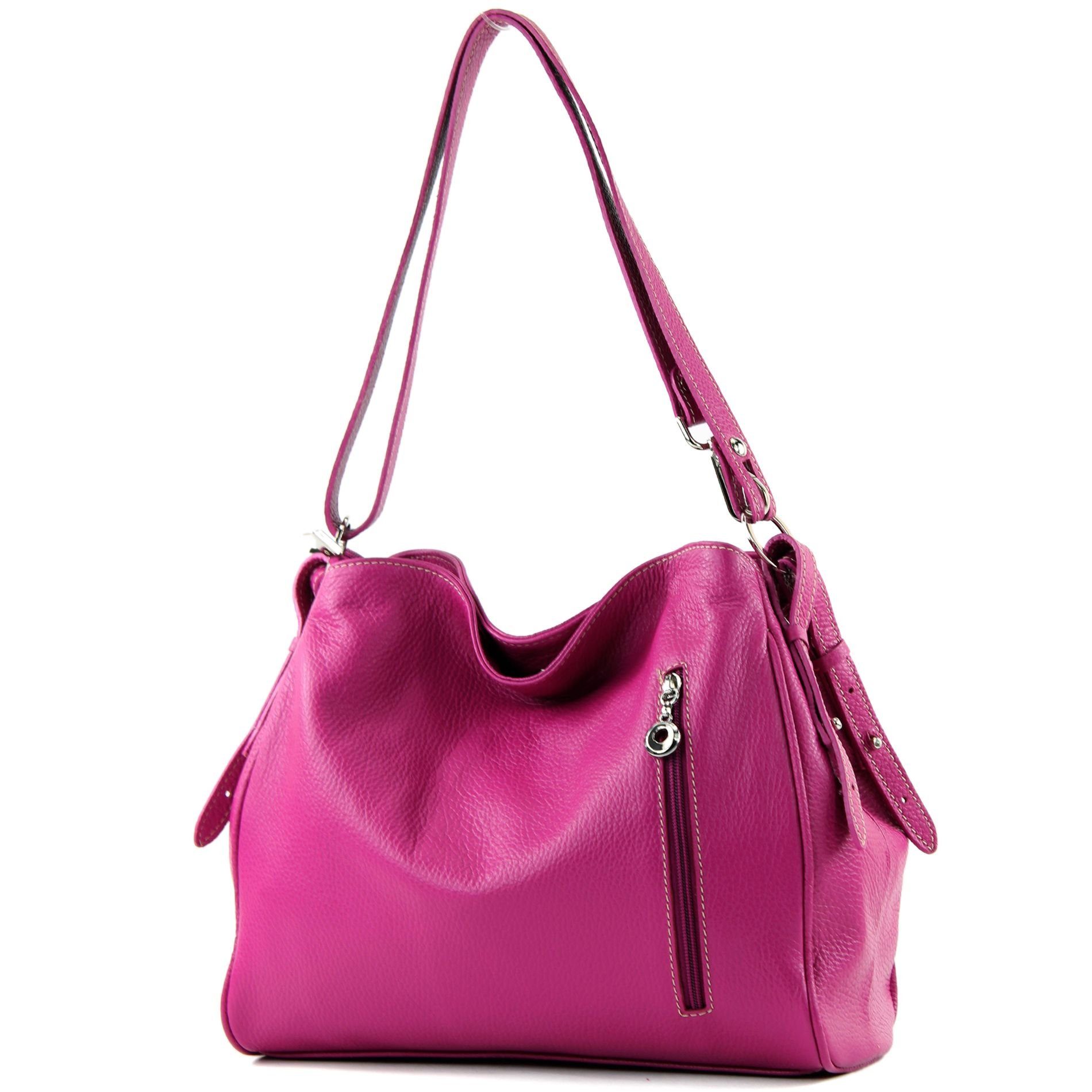 Italy Pink de modamoda Schultertasche in Handmade Echtleder T119v3,