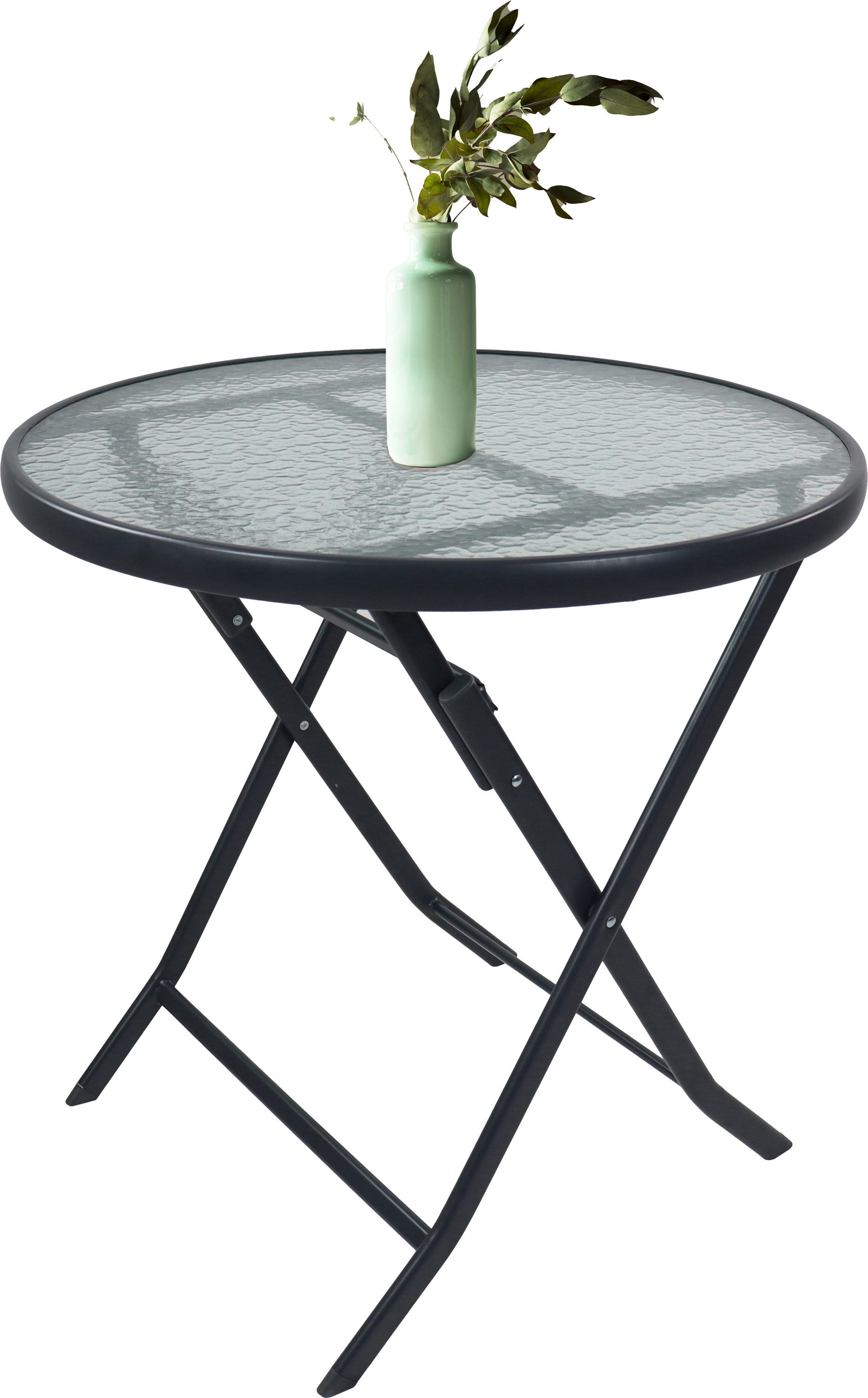 VCM Gartentisch Sonlas 4 Plätze B. 70 x T. 70 x H. 70 cm, wetterbeständiger Outdoor Tisch, platzsparend klappbar Garten, Terasse