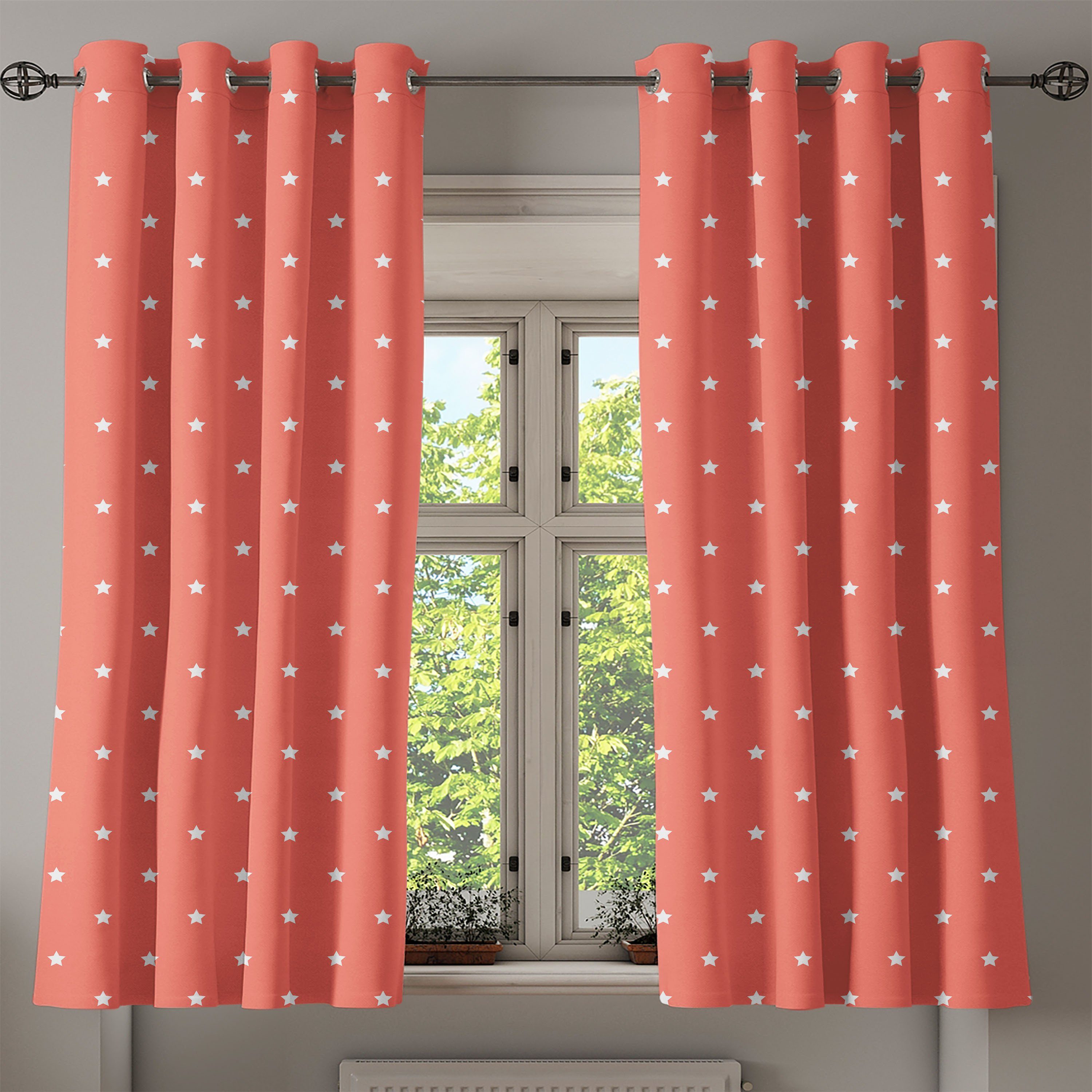 Dekorative Wohnzimmer, Gardine 2-Panel-Fenstervorhänge Koralle Schlafzimmer für Sterne Outer Abakuhaus,