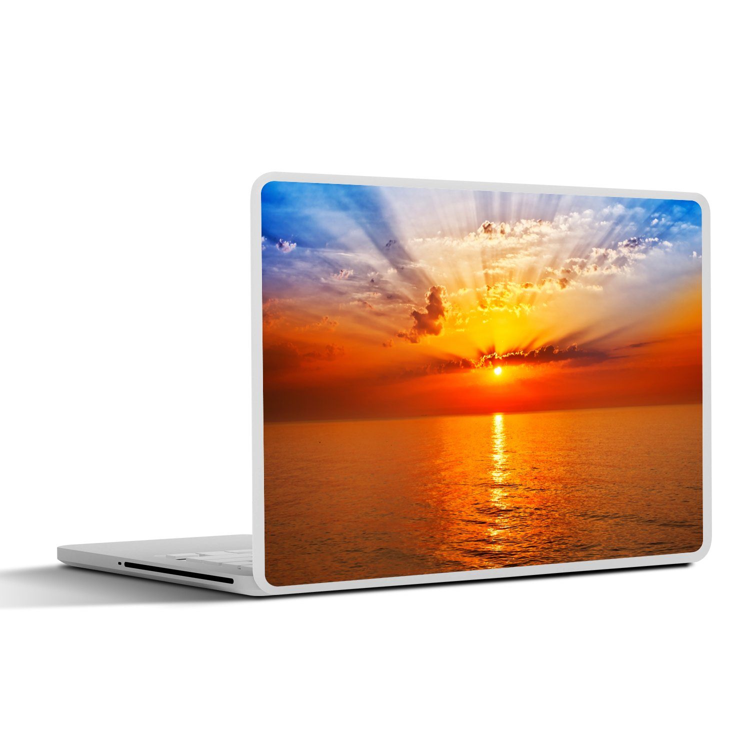 MuchoWow Laptop-Aufkleber Sonnenuntergang - Meer - Himmel - Orange - Horizont - Wasser, (1tlg), Laptop Folien Cover, Наклейка, Sticker, Schutz vor Kratzern, 25x18 cm