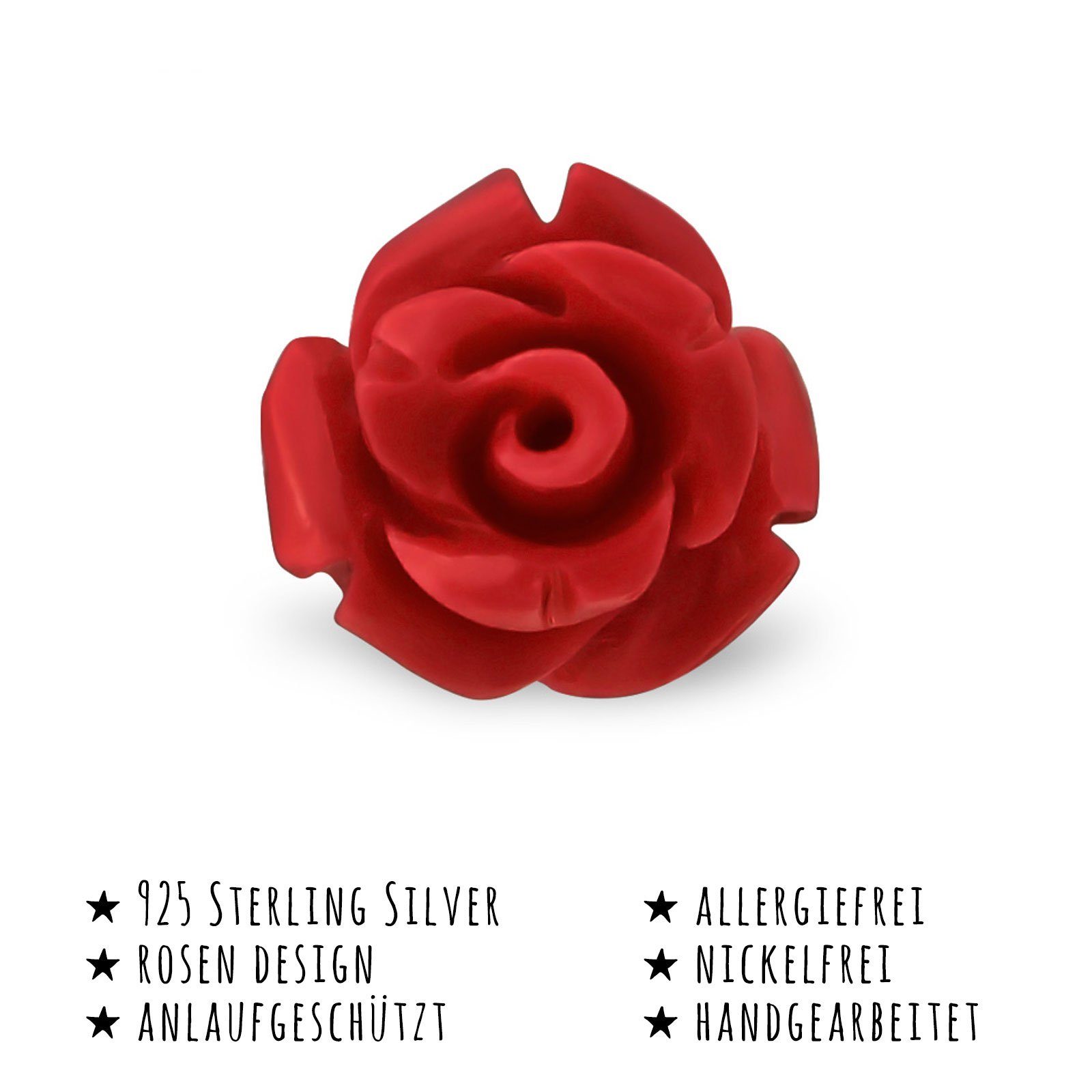 Monkimau Paar Ohrstecker Rosen Ohrringe 925 Silber Kinder Ohrstecker (Packung)
