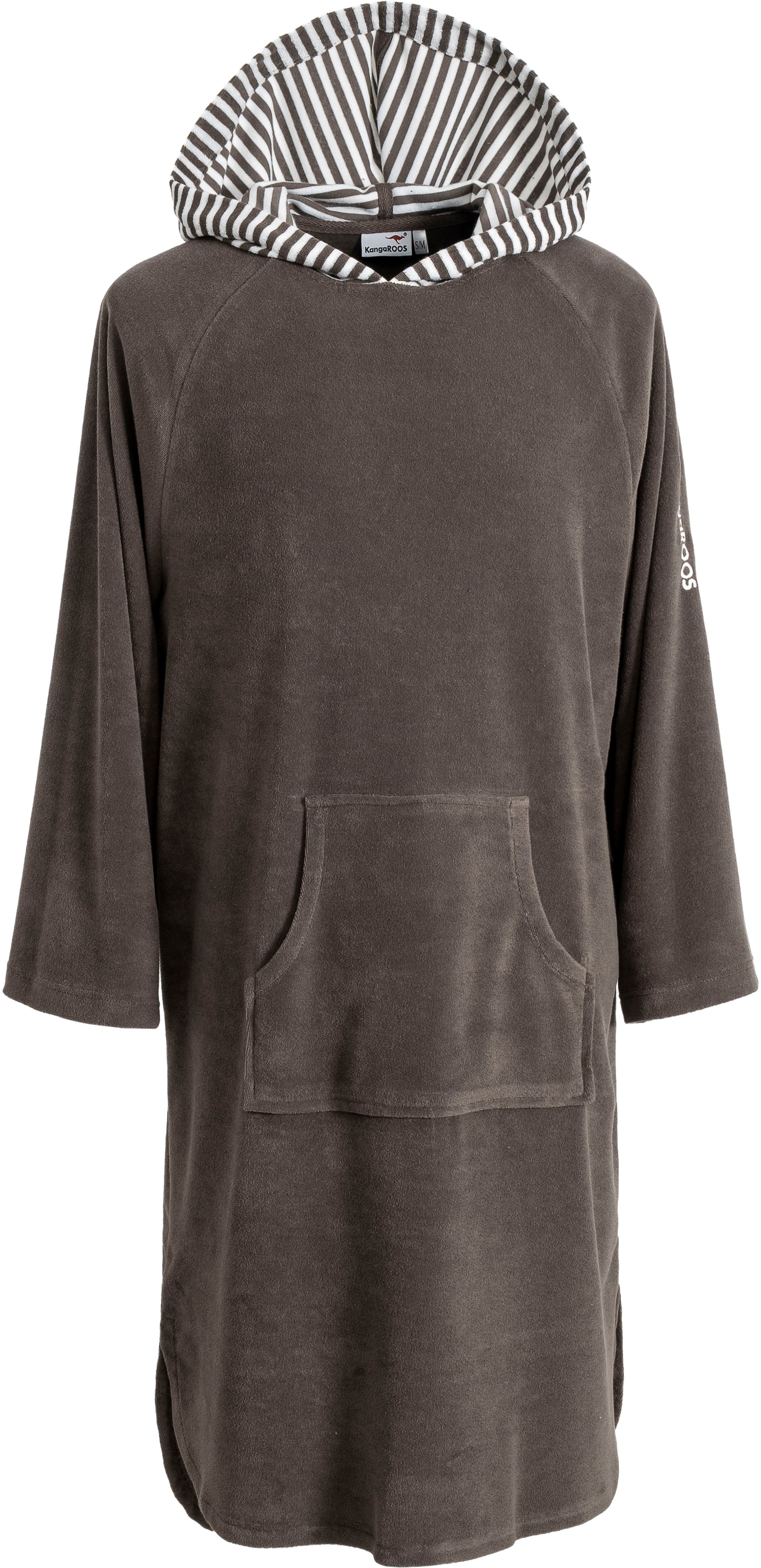 KangaROOS Badeponcho Dalia Surfponcho, ideal für Sauna, Spa & im Urlaub, Langform, Leichtfrottier, Kapuze, ohne, weich, Uni-Farben mit Streifen, leicht, Unisex, für Damen und Herren