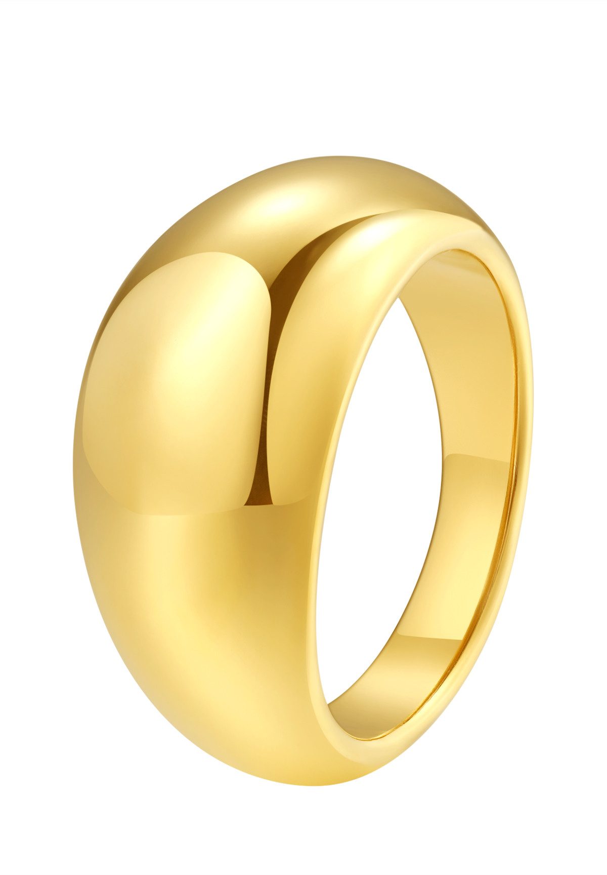 Hey Happiness Fingerring Kuppel Groß, 18K vergoldet, Massiv Chunky Damenring, wasserfest
