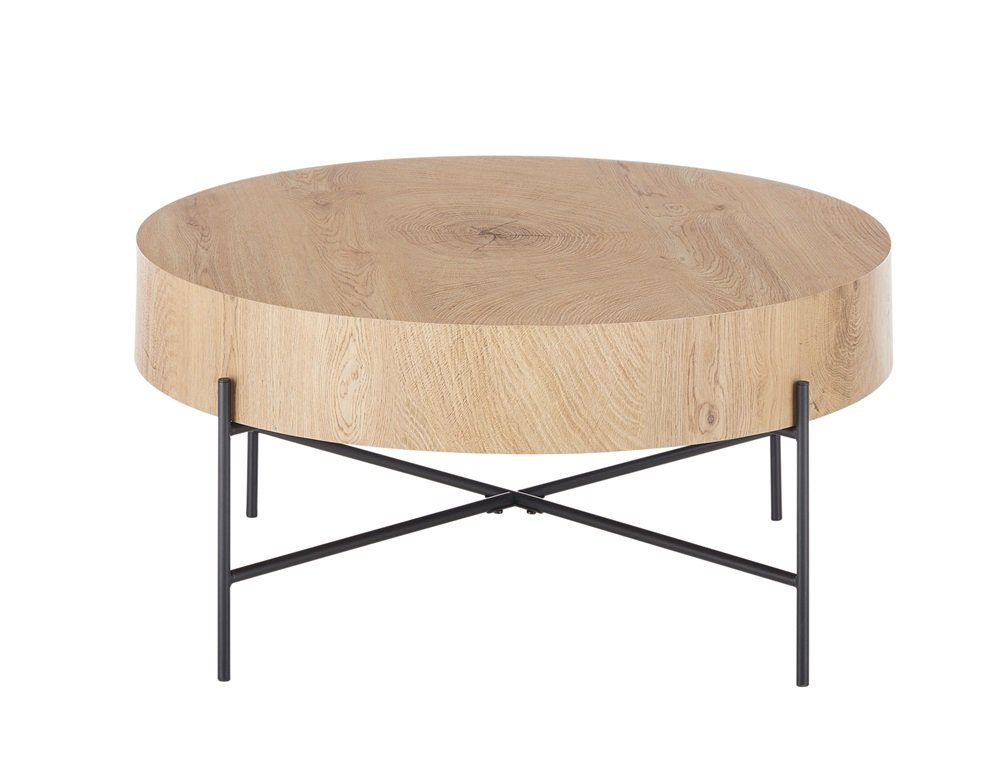 MCA furniture Couchtisch Couchtisch Manacor, rund, eichefarben / schwarz, 80x37x80 (no-Set), Breite 80 cm,Tischplatte aus Holzwerkstoff
