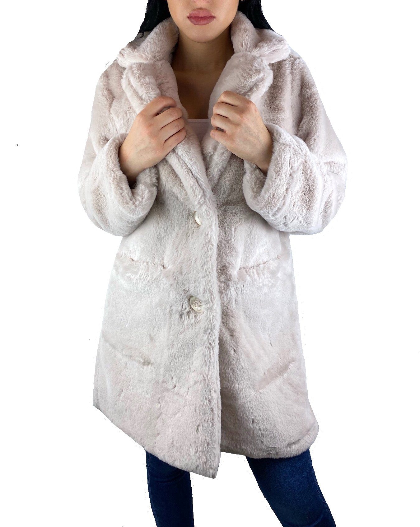 Worldclassca Fellimitatmantel Worldclassca DAMEN PARKA WINTER LANG MANTEL FELLIMITAT KUNSTFELL