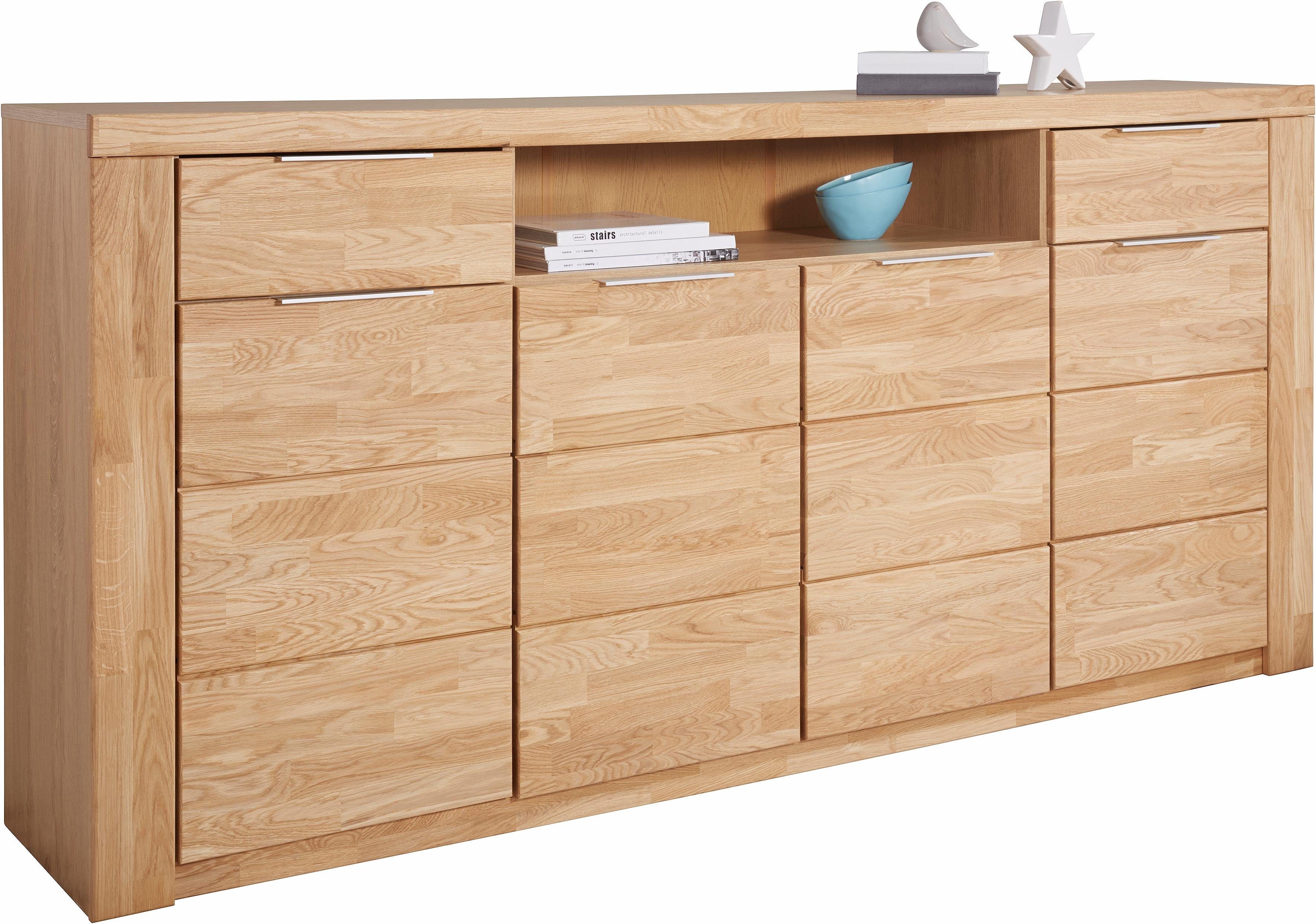 OTTO home Sideboard Zara 2 Schubkästen, 7 Fächer, B/T/H: 200cm/40cm/95cm, Metallgriffe, Eiche – Bild 3 von 5