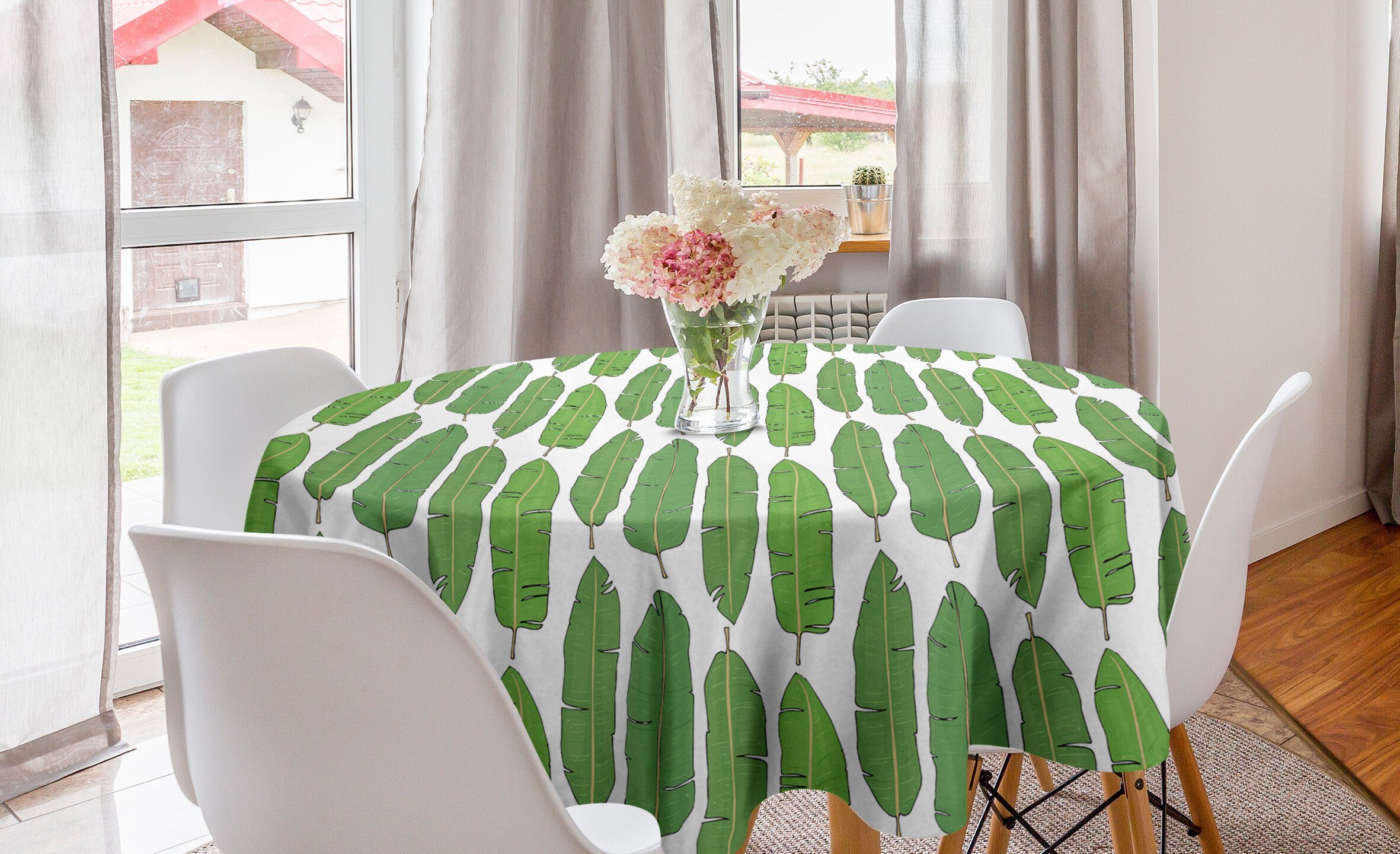 Abakuhaus Tischdecke Kreis Tischdecke Abdeckung für Esszimmer Küche Dekoration, Botanischer Paradiesvogel Laub | Tischdecken